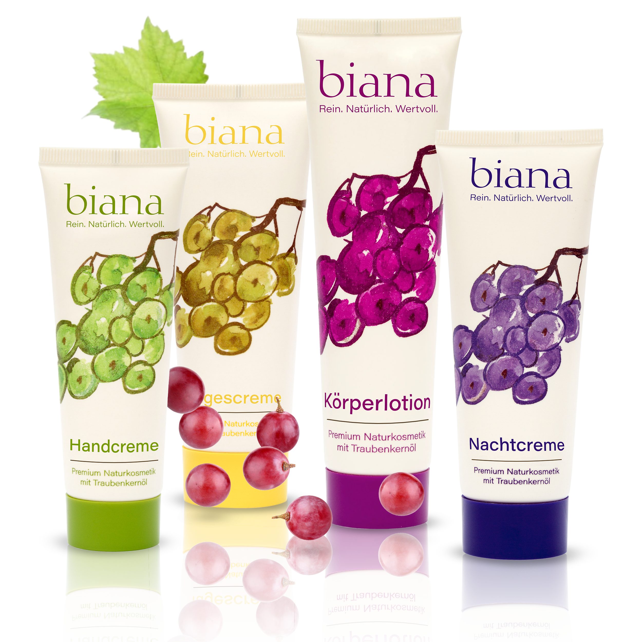 biana Körperpflegemittel – Premium Naturkosmetik mit Traubenkernöl OPC, in einer innovativen Holztuben Verpackung