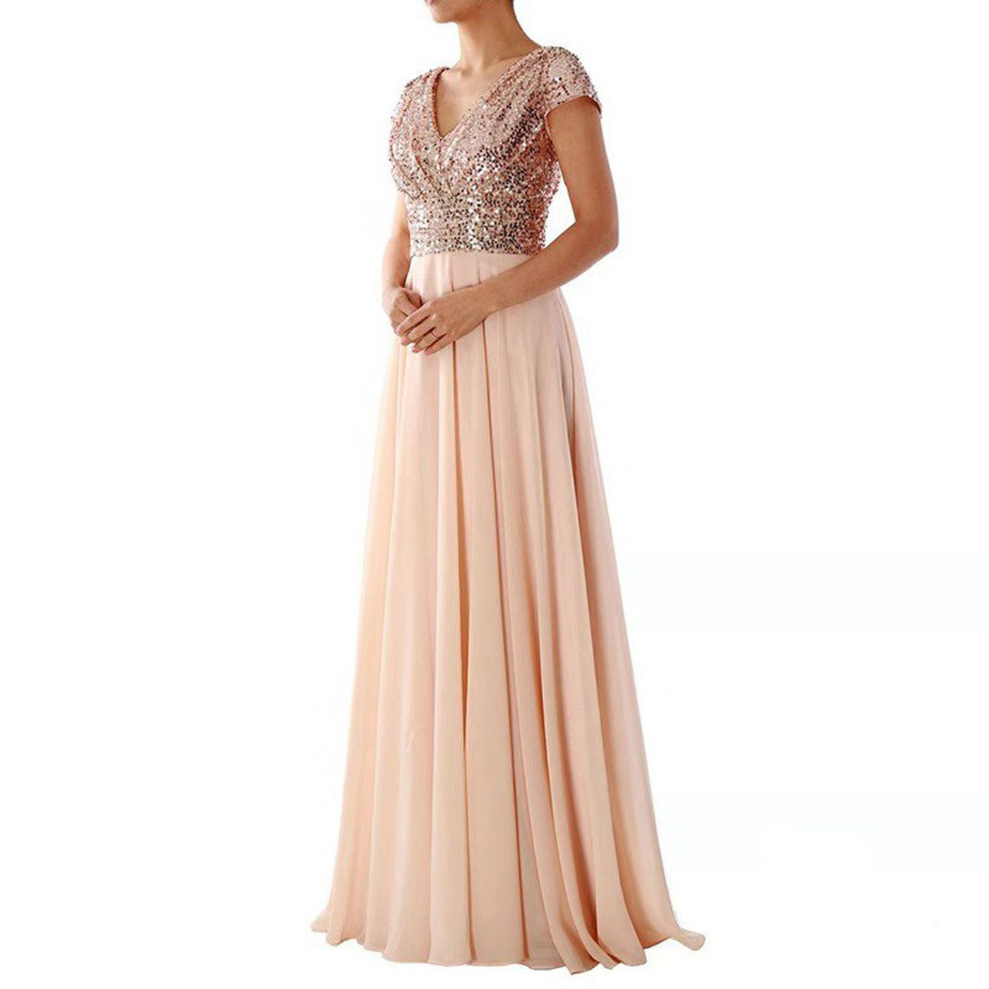 KIKI Abendkleid Damen-Bankett-Abendkleid mit V-Ausschnitt – Sommerkleid