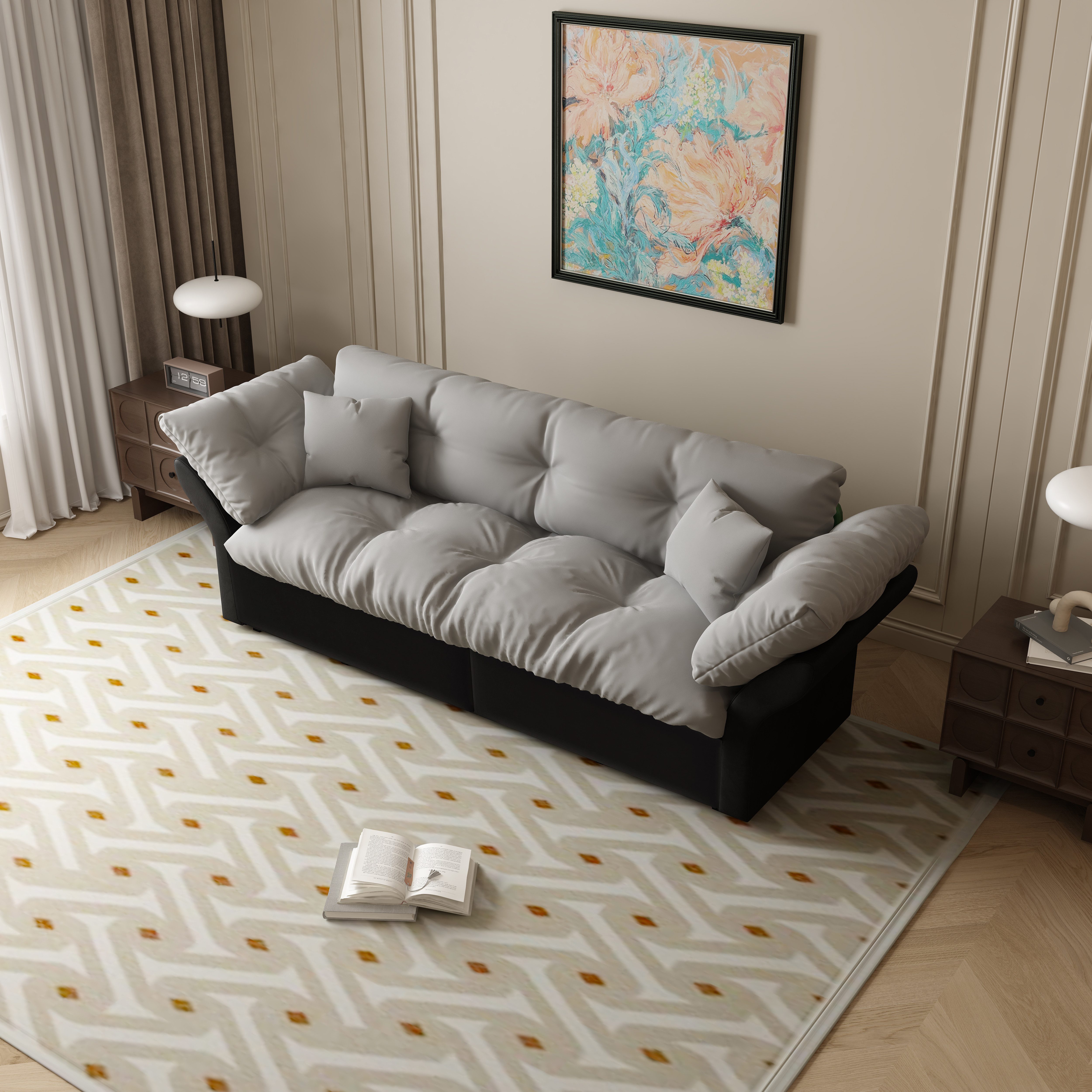 Totnz Schlafsofa 3-in-1 mit Ausziehfunktion, Chaiselongue & Bettfunktion, Stahlrahmen, platzsparend, Gästebett für Wohnzimmer & Schlafzimmer