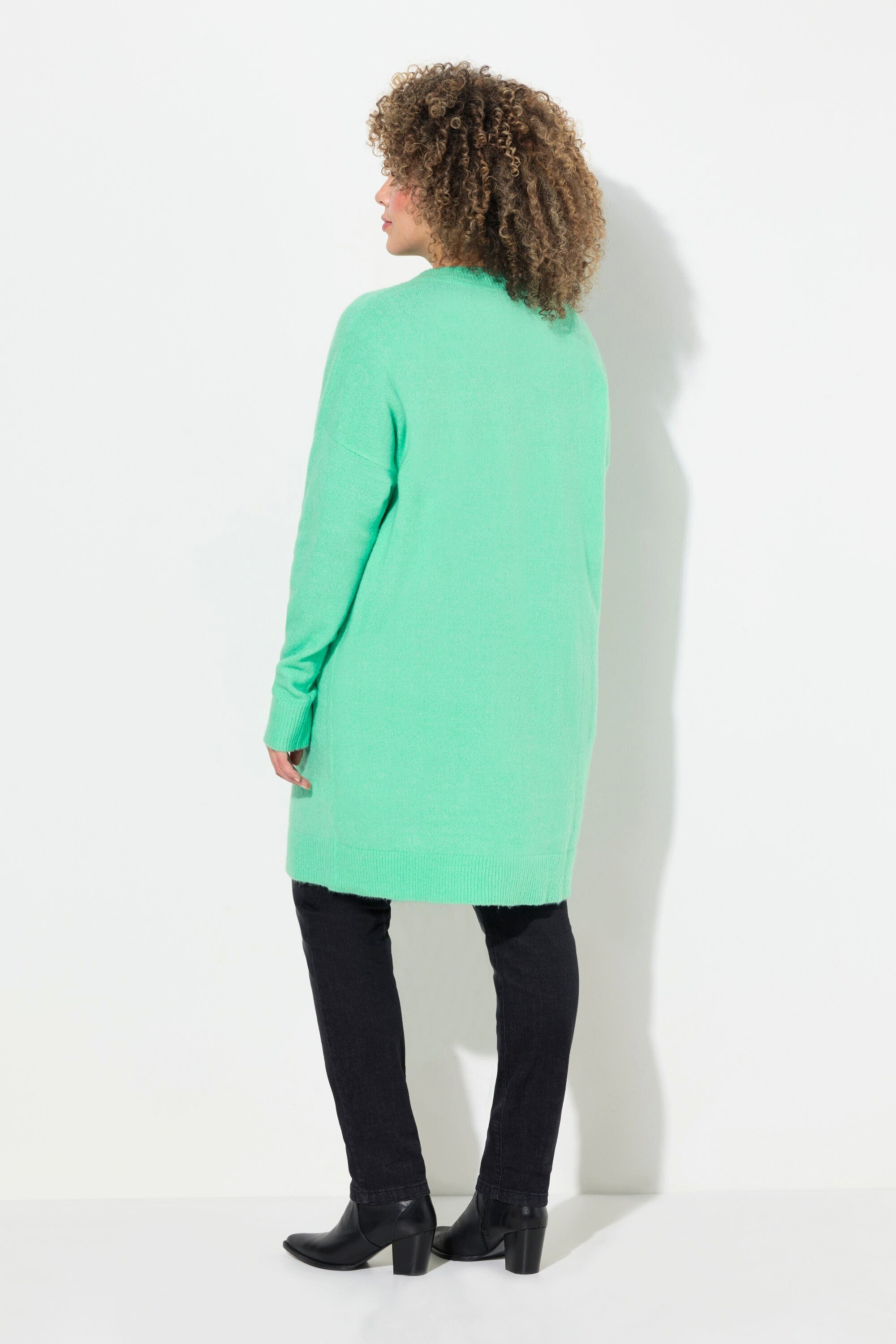 Ulla Popken Strickjacke Strickjacke Boxy Fit V-Ausschnitt Knopfleiste