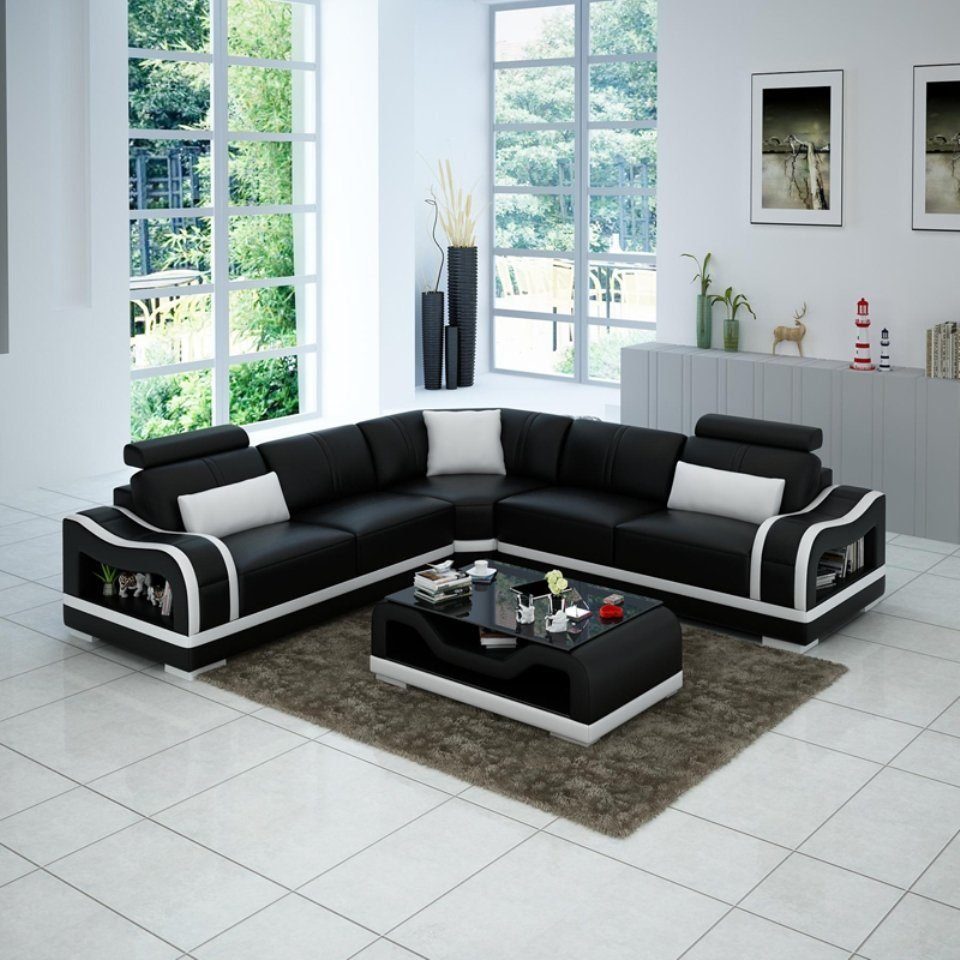 Eck Ecksofa, Couch Ecksofa Ledersofa Wohnlandschaft Design JVmoebel Modern Sofa