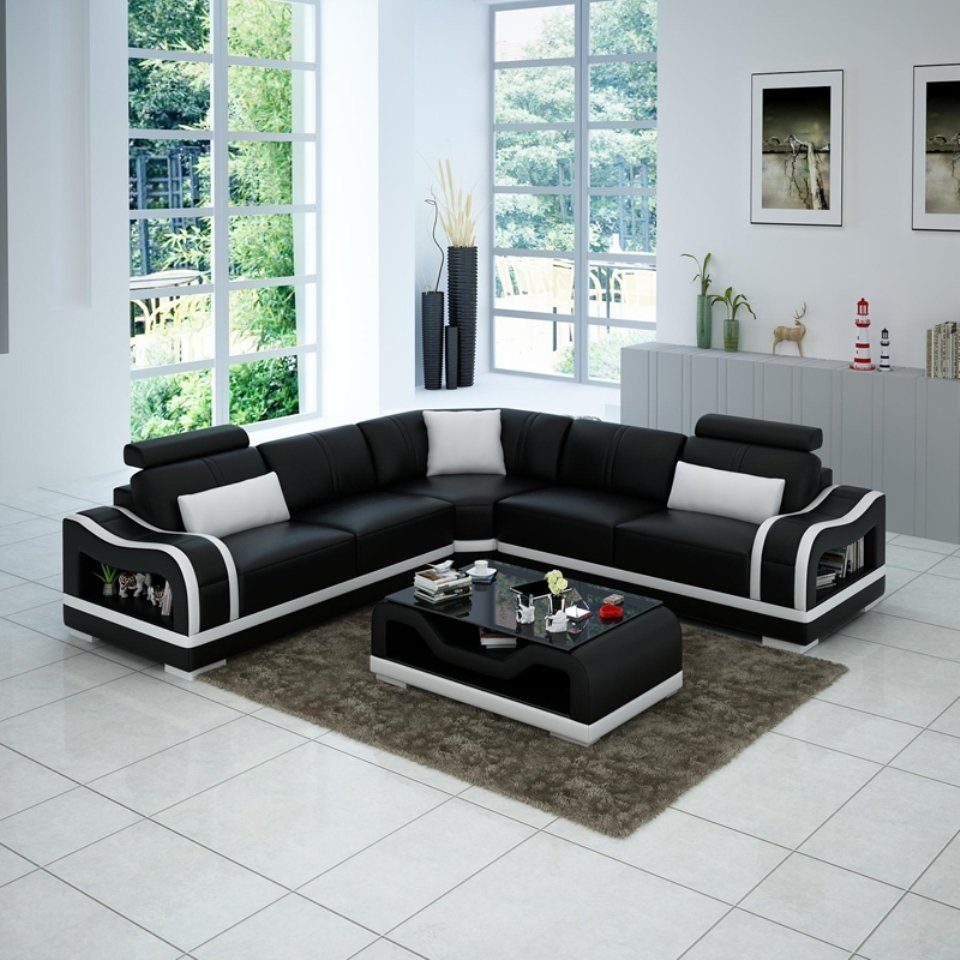 JVmoebel Ecksofa, Ledersofa Couch Wohnlandschaft Ecksofa Eck Design Modern Sofa