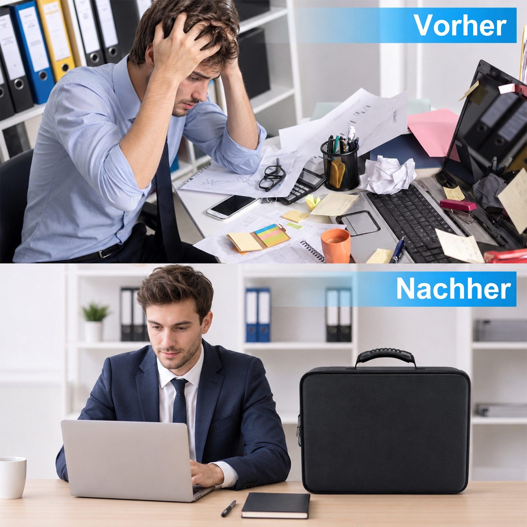 Keyura Dokumententasche Feuerfeste Dokumentenbox, Dokumententasche handtasche (mit 7 Fächer & 16 Kartenfächer Tragbare Aktentasche Zuhause und Büro, Wasserfeste – Bild 4 von 5