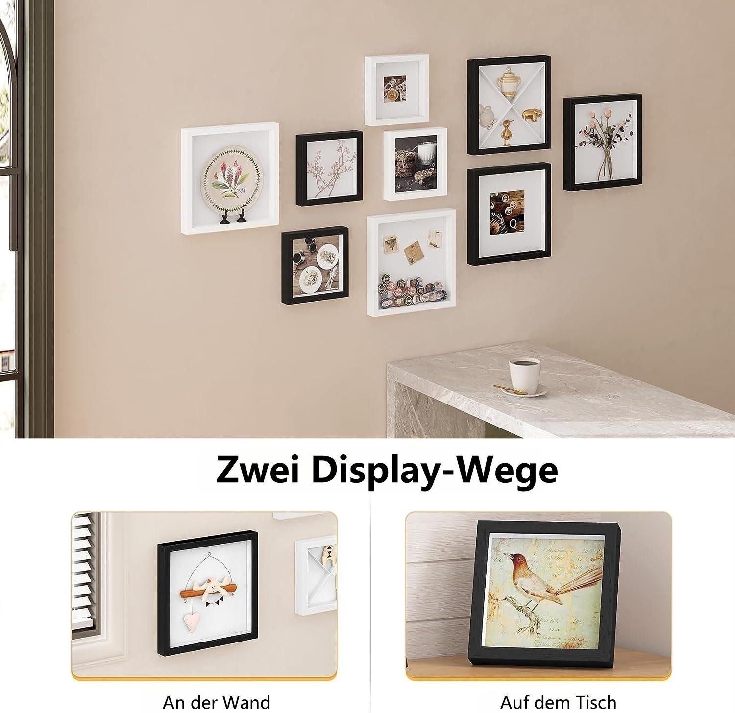 3D Foto Schwarz 2 Set, St), Rahmen Bilderrahmen, Objektrahmen EUGAD (2er