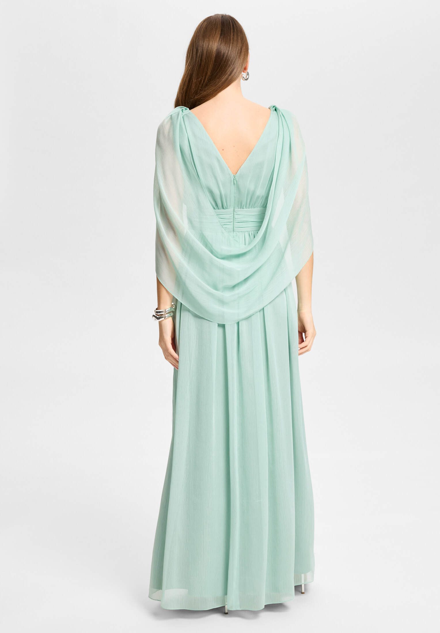 SWING Abendkleid - Abendkleid aus Crinkle Chiffon mit Schal-Cape Taillierter Schnitt mit fließendem Rockteil