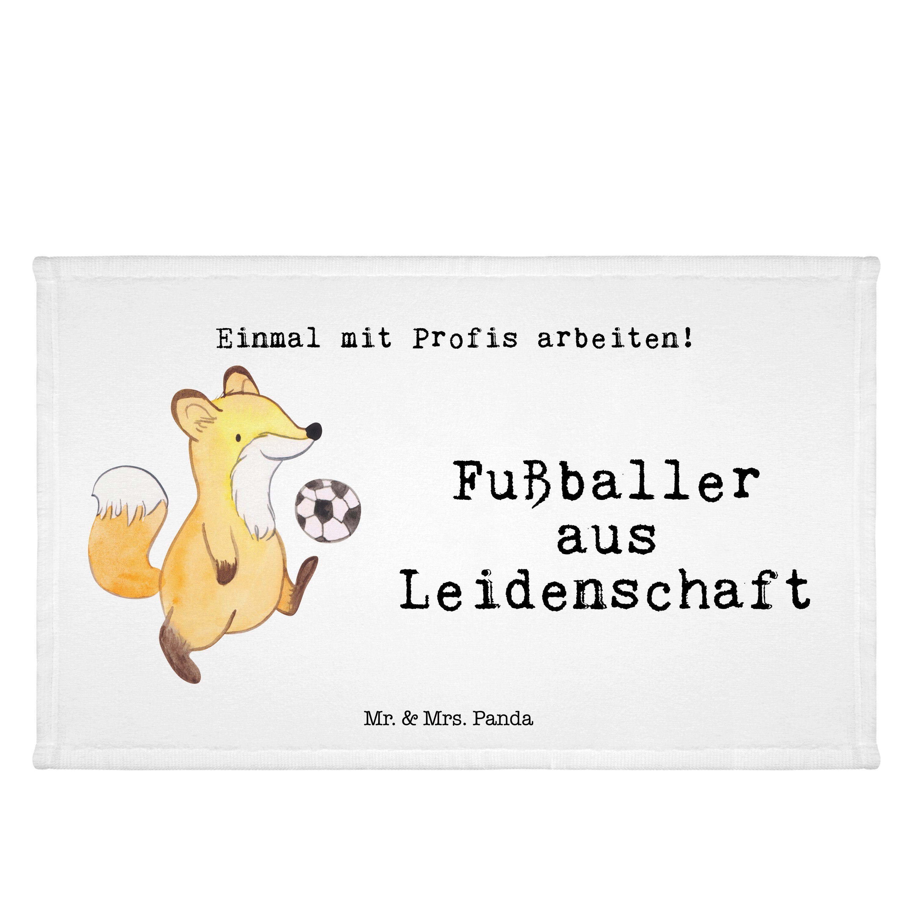 Mr. & Mrs. Panda Handtuch Fußballer aus Leidenschaft - Weiß - Geschenk, Kinder Handtuch, Frotti, (1-St)