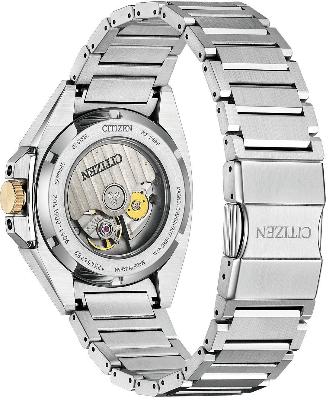 Citizen Automatikuhr Series 8 NB6059-57P, Armbanduhr, Herrenuhr, Mechanische Uhr, Saphirglas, Edelstahlarmband
