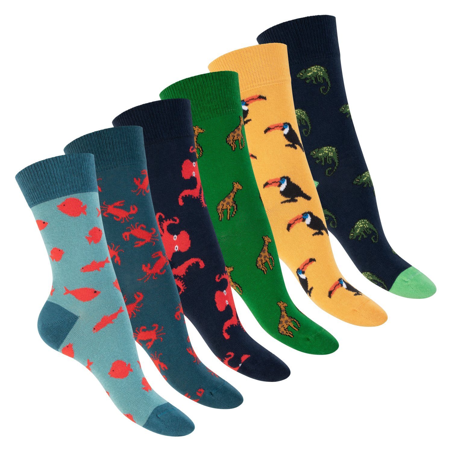 Footstar Basicsocken Damen/Herren Bunte Motiv Socken Funny Baumwollsocken