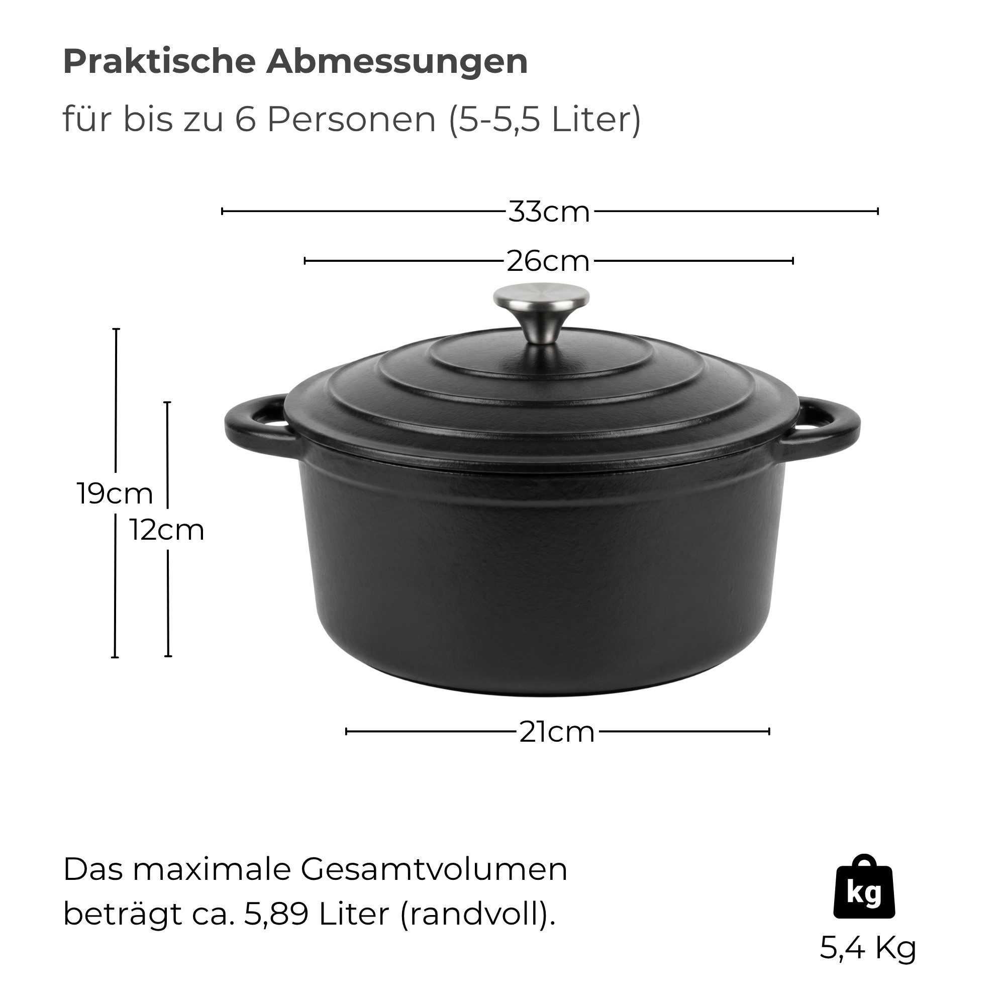 osoltus Kochtopf osoltus Bräter Schmortopf Gusseisen Topf 26cm 5,9 Liter Emaille – Bild 3 von 5