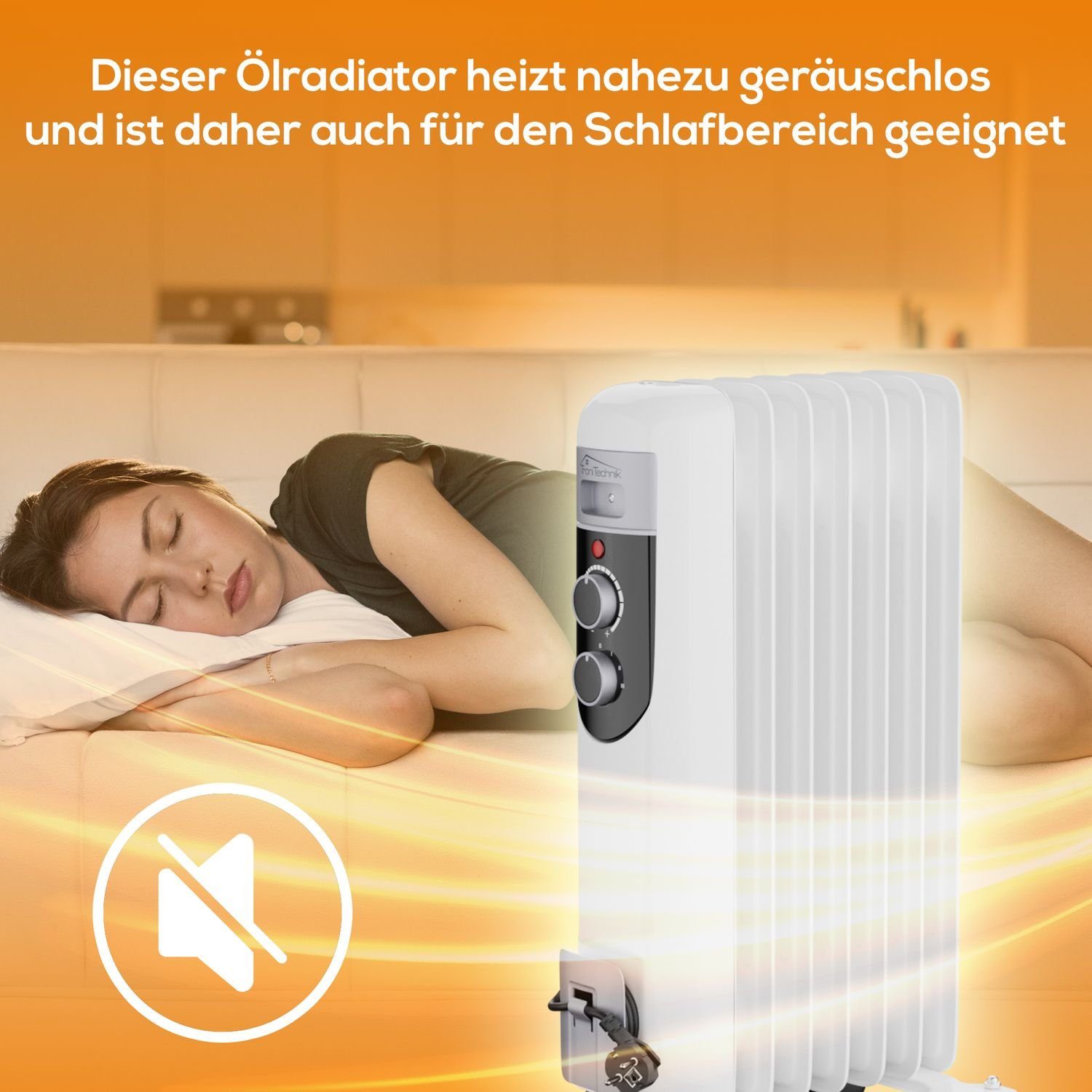 TroniTechnik Heizgerät Ölradiator Mobile Elektroheizung 7 Rippen, 1500Watt, 1500 W, energiesparend, Elektroheizung, 1500 Watt