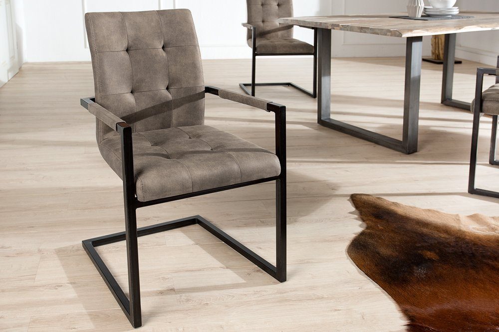 riess-ambiente Консоль OXFORD antik taupe / schwarz, Esszimmer · Microfaser · Metall · mit Armlehne · Industrial Design