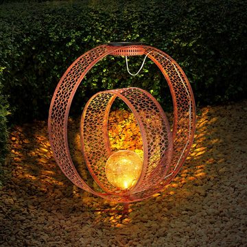 etc-shop LED Solarleuchte, LED-Leuchtmittel fest verbaut, Warmweiß, Solarlampe orientalische Kugel Dekoleuchte Garten