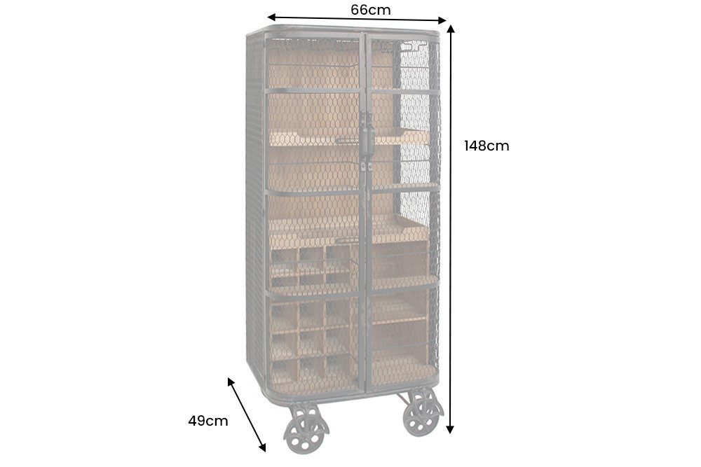 riess-ambiente Barschrank LOFT 150cm natur - Pinienholz, Metall, Weinregal inkl. Fächern (Einzelartikel, 1-St) Möbelstück mit Stauraum & Rollen – ideal für Dein Industrial Design