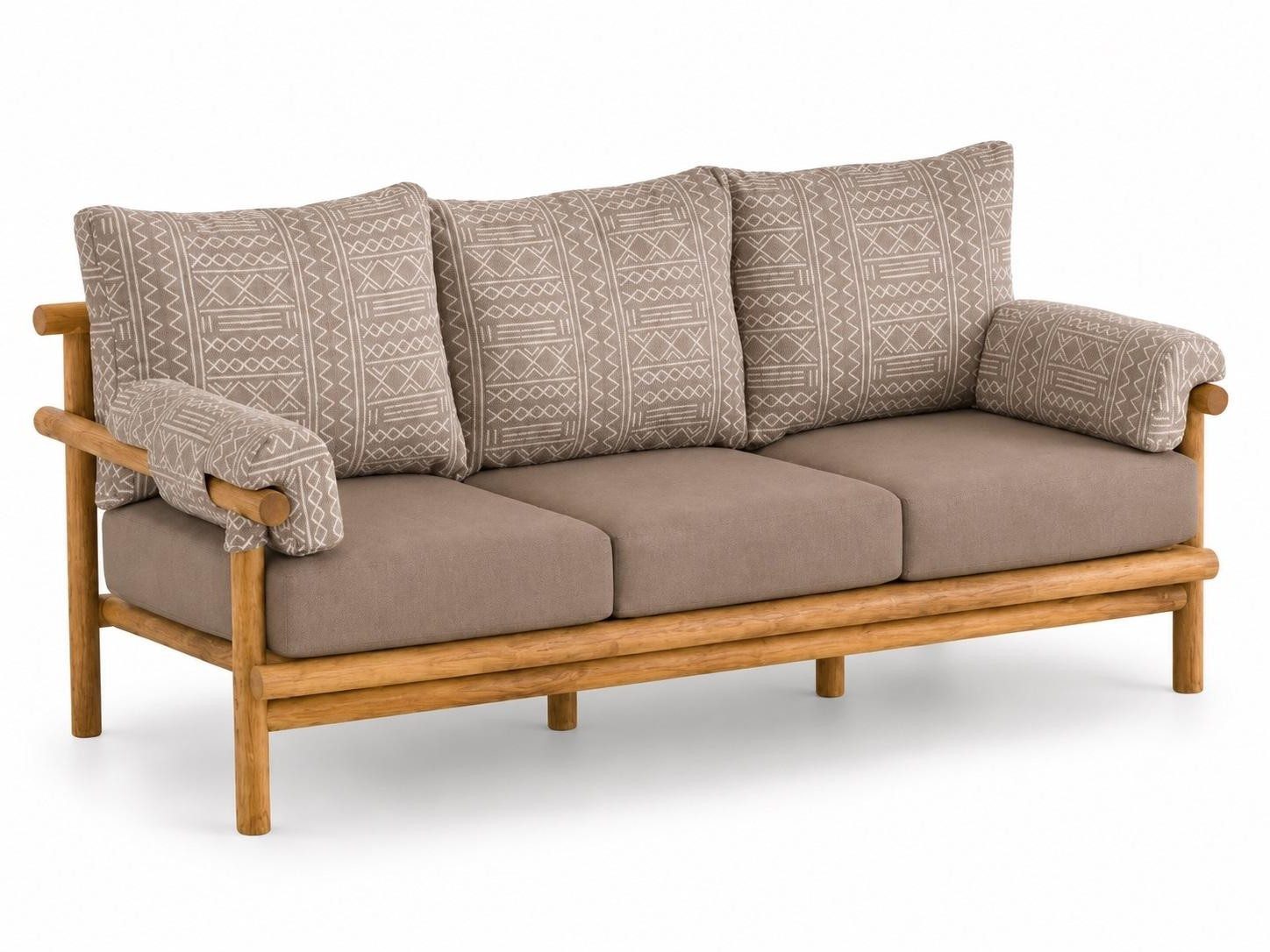 Xlmoebel Gartensofa Gartensofa 3-Sitzer Modern Grau Kissen Komfortabel Terrasse, 1 Teile, Gemustert