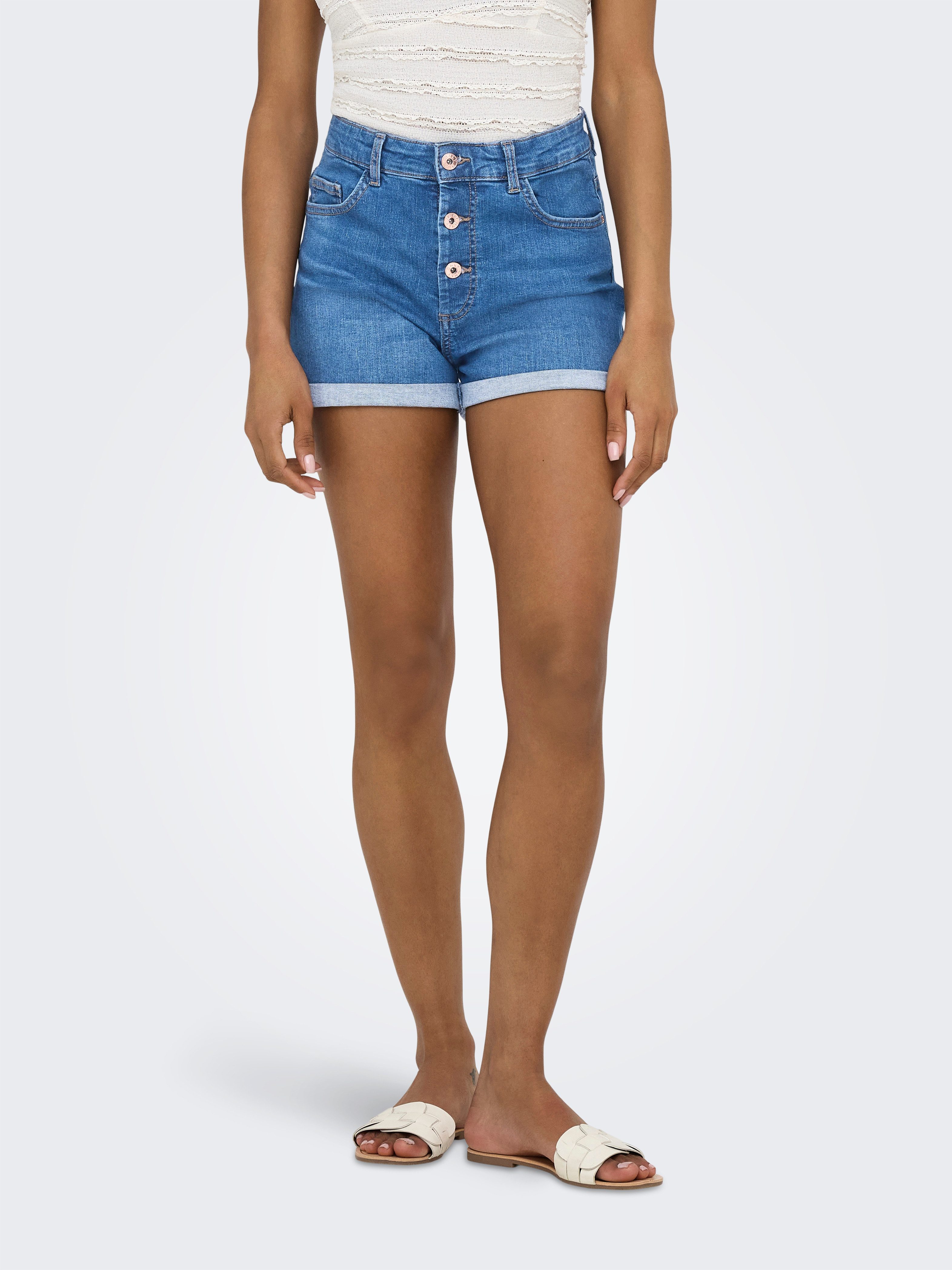 Shorts ONLHUSH HW BUTTON FOLD UP SHORTS DNM PIM