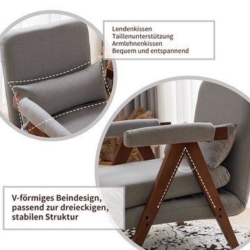 OKWISH Loungesessel Klappsessel mit Kissen, 6-fach verstellbares, umwandelbares Schlafsofa (geeignet für Zuhause und Büro)