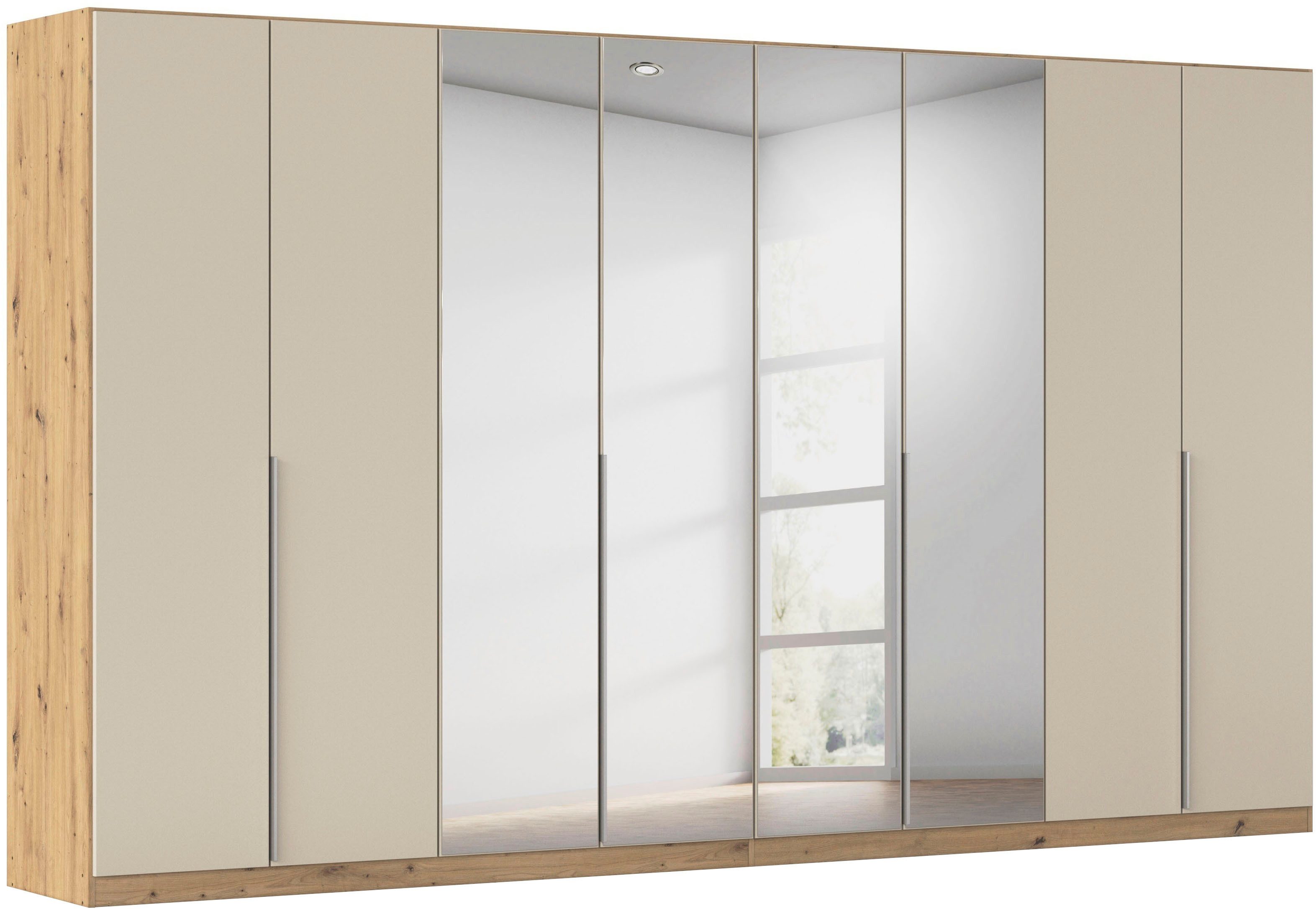 OTTO home Drehtürenschrank Kleiderschrank Schrank Garderobe AGORDO mit Dekor- oder Hochglanzfront (in zwei Griff-Farben, Breiten 91-405 cm) durchdachte Innenausstattung, in 8 Breiten und 2 Höhen MADE IN GERMANY