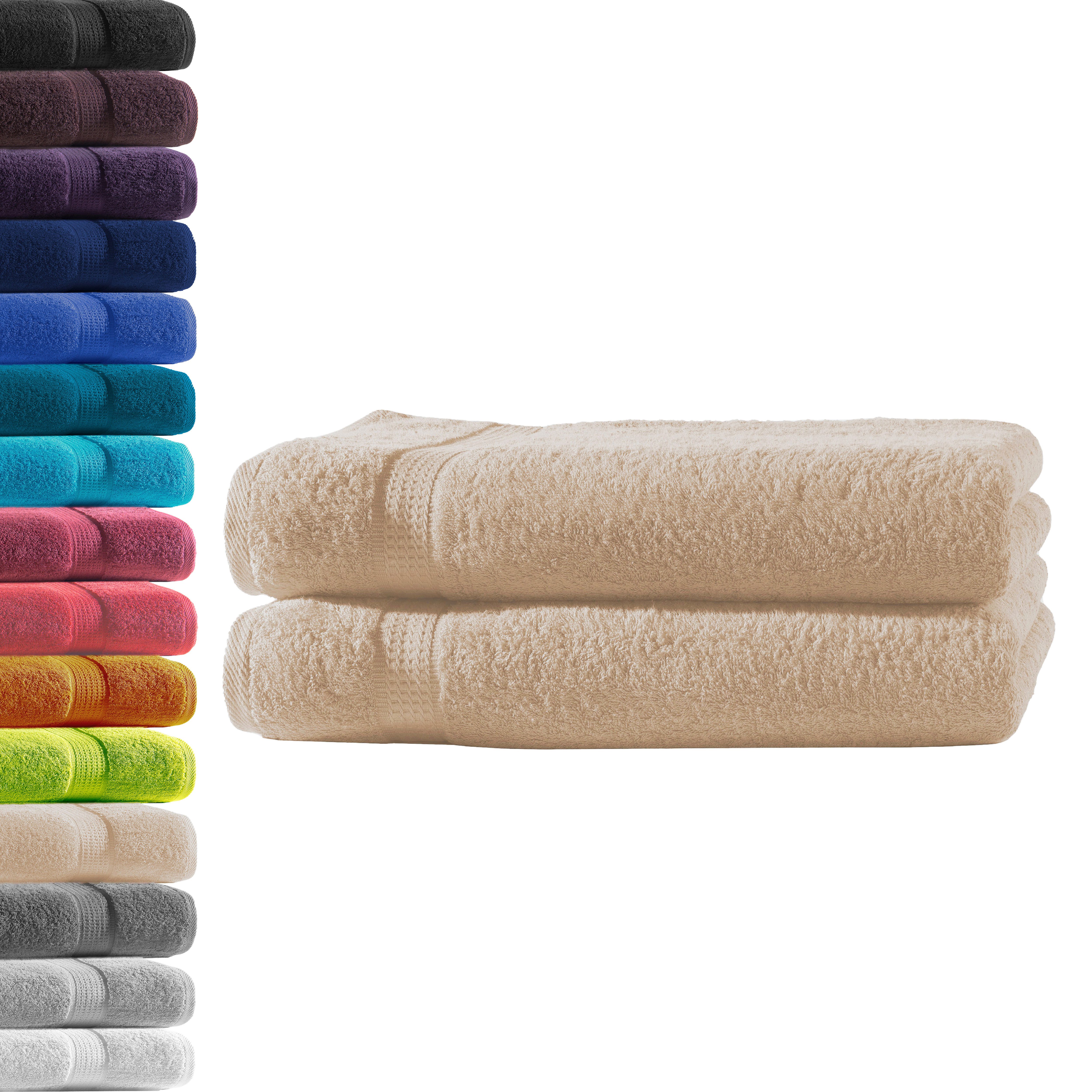 Hometex Premium Textiles Handtuch in Premium Qualität 500 g/m², Feinster Frottier-Stoff 100% Baumwolle, 2x Duschtuch, weich, saugfähig, extra schwer & flauschig