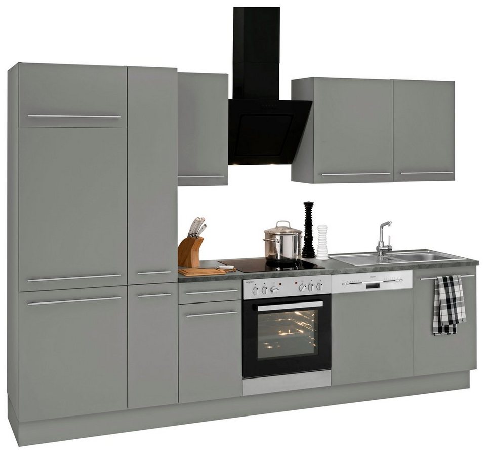 OPTIFIT Küchenzeile Bern, Breite 300 cm, wahlweise mit E-Geräten,  höhenverstellbare Füße, Türen und Schubkästen gedämpft