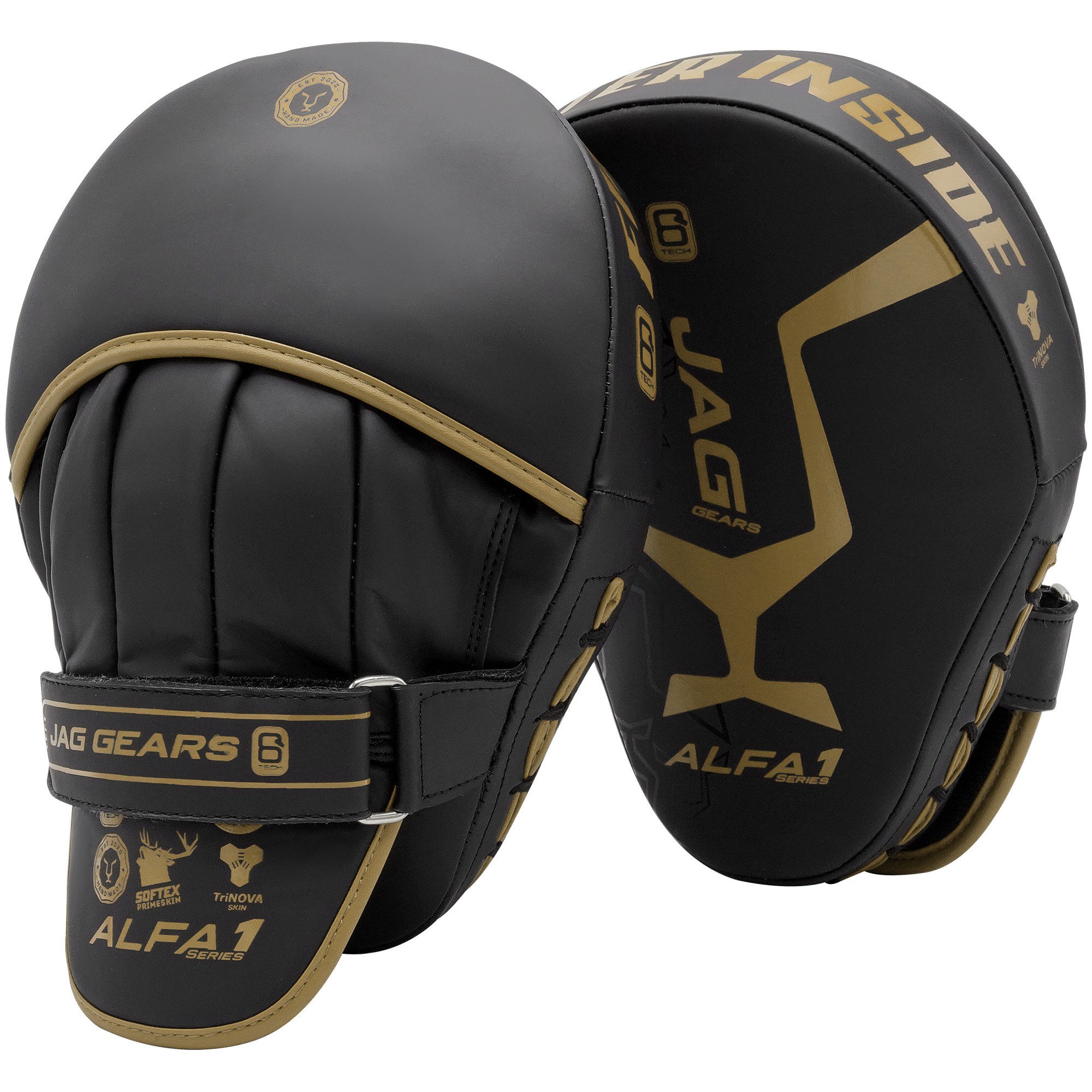 JAG GEARS Pratze Handpratzen Boxpads Schlagpolster MMA Kickboxen Muay Thai, Focus Mitts, Hochwertiges Leder, hochdichte Polsterung und ergonomischer Griff