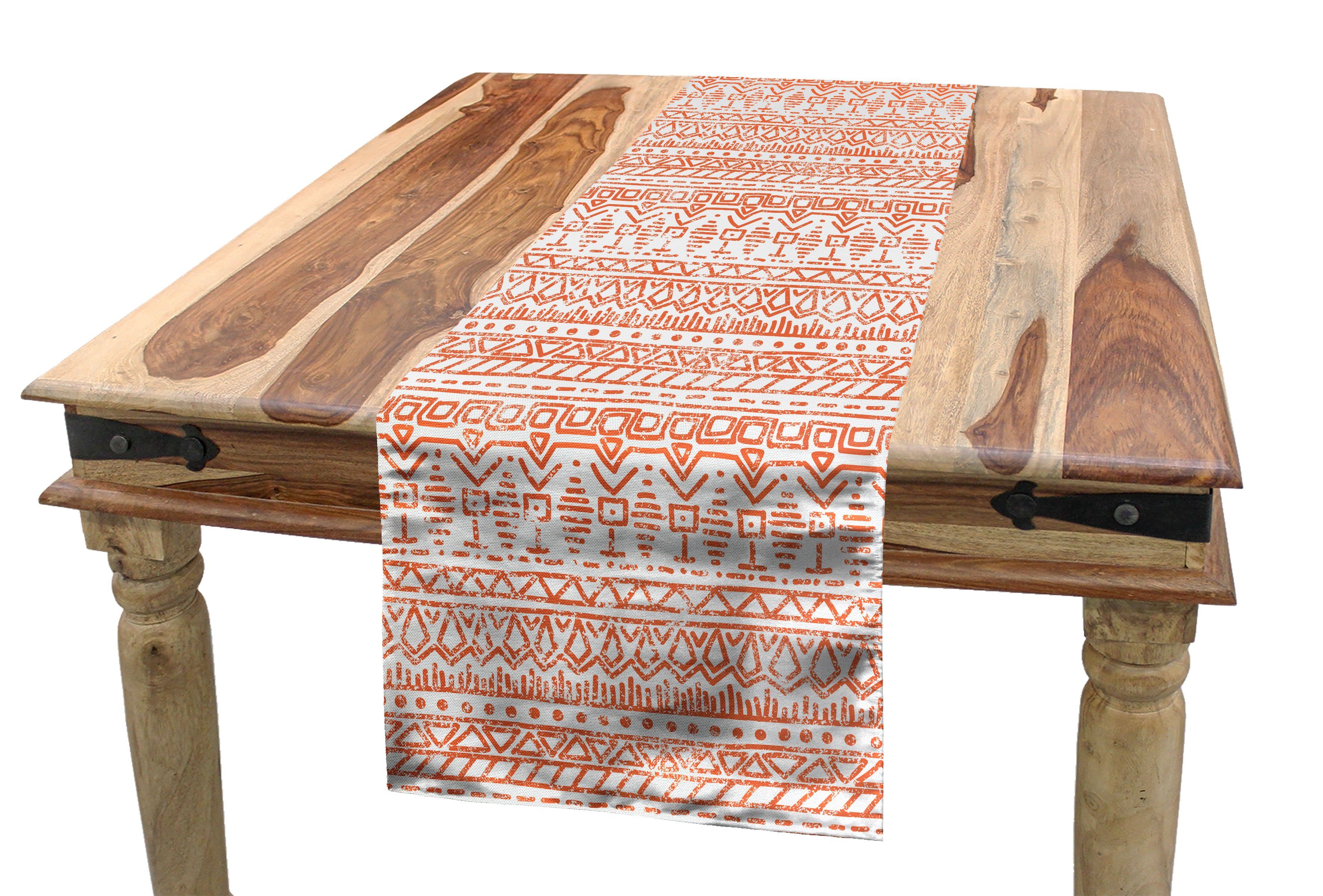 Geometrische Esszimmer Weiß Formen Rechteckiger Tischläufer, Küche Tischläufer und Abakuhaus Dekorativer Orange