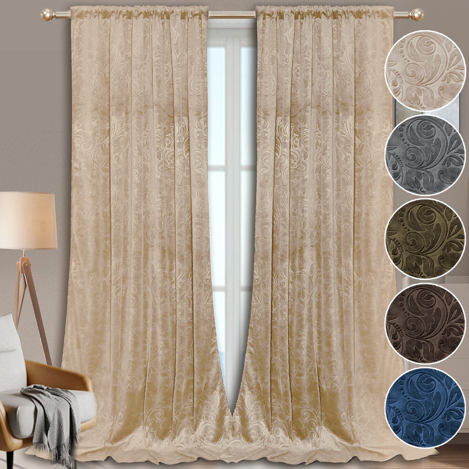 Jibenhome Vorhang Gardinen Blickdicht Vorhang Samt (2 St), abdunkelnd, Ther günstig online kaufen