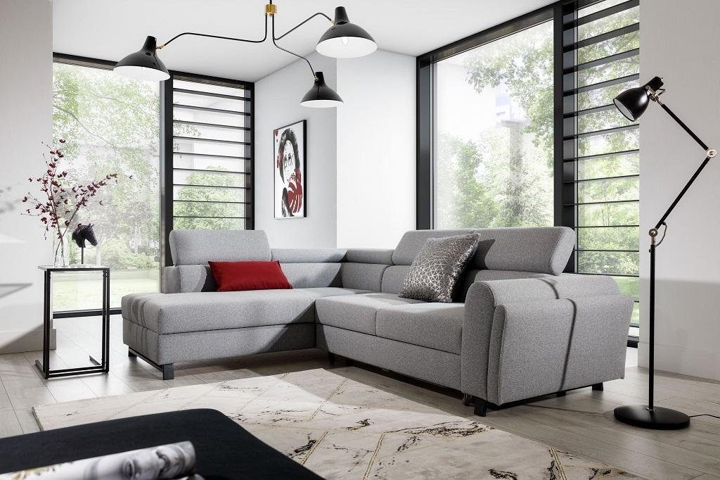 JVmoebel Ecksofa, Wohnlandschaft Ecksofa L Form Sessel Set Garnitur Modern Sofa grau