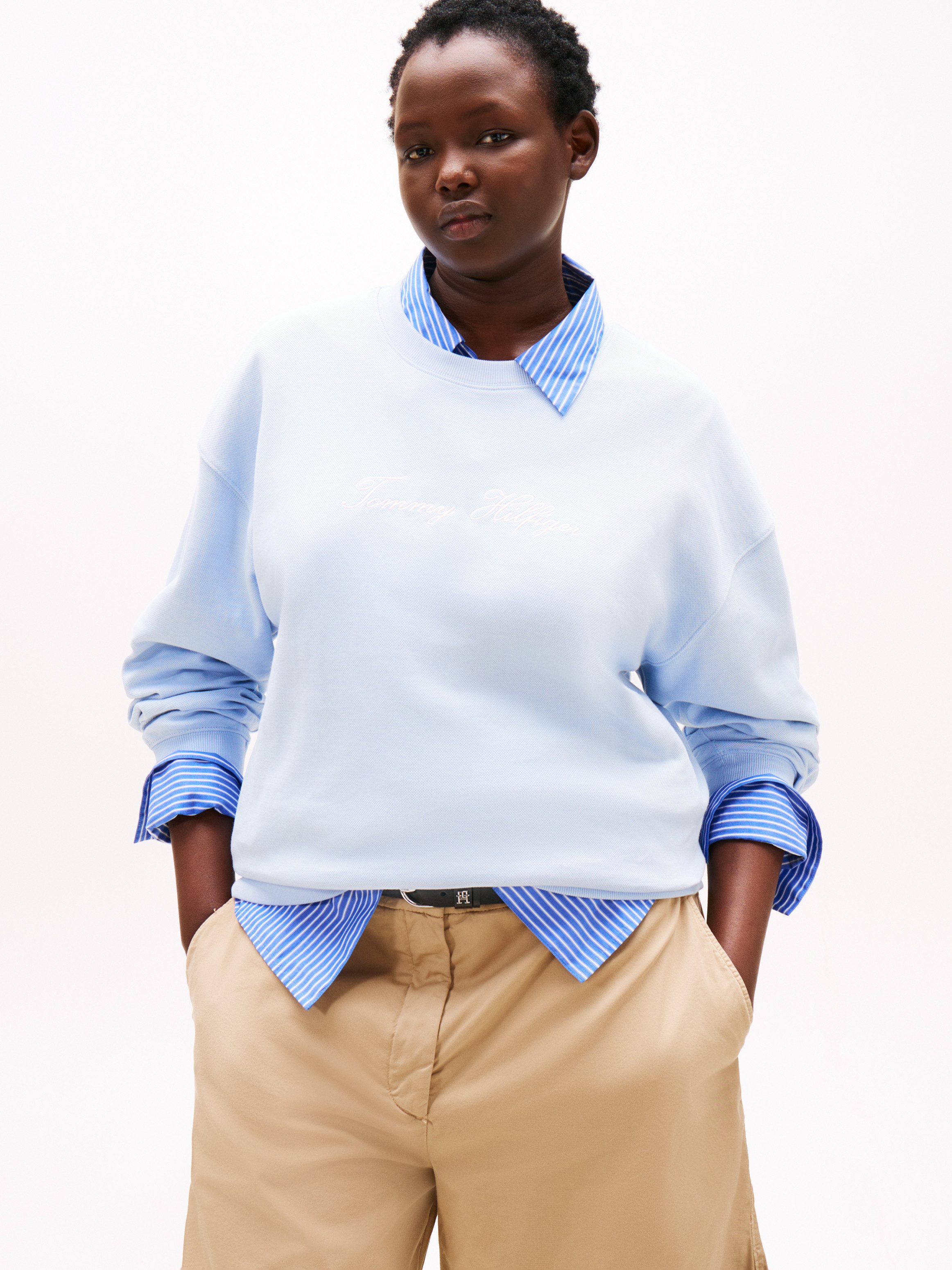 Tommy Hilfiger Curve Sweatshirt CRV SCRIPT REG PIQUE SWTSHRT günstig online kaufen