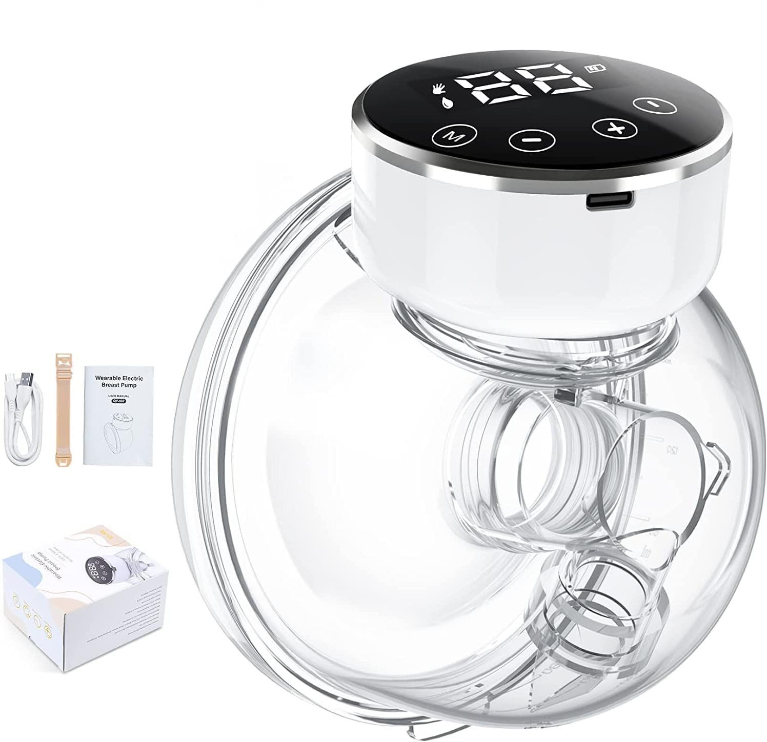 ANYSUN Elektrische Milchpumpe Milchpumpe Tragbar Freihändig,Brustpumpe Milch mit 3 Modi und 9 Stufen, tragbar Milchpumpe,LED Intelligentem Display, 1-tlg., Ultra Leise Wiederaufladbare,Fassungsvermögen 180ml