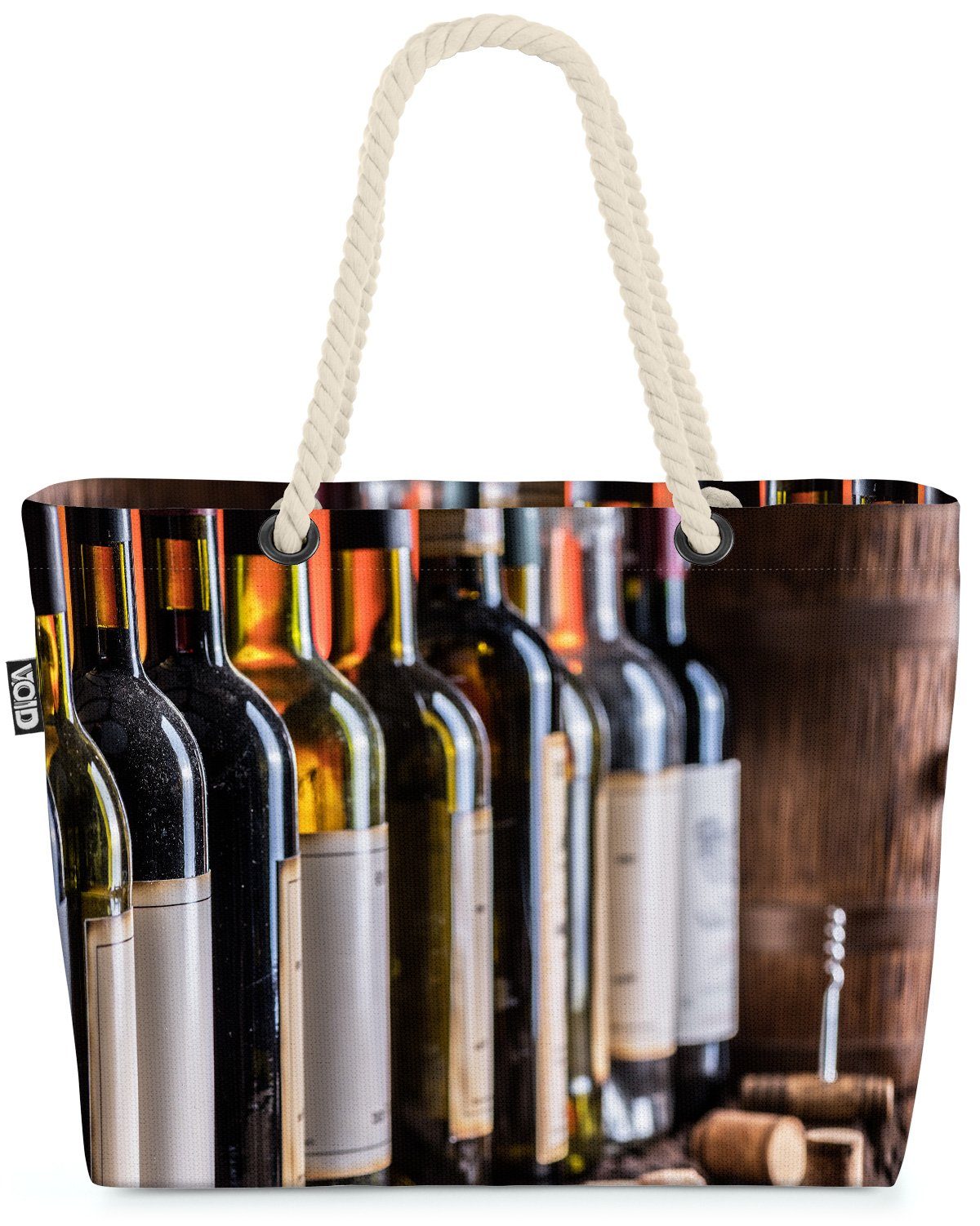 VOID Strandtasche (1-tlg), Weinflaschen Wein Rotwein wein-flasche flaschen alkohol fass getränke