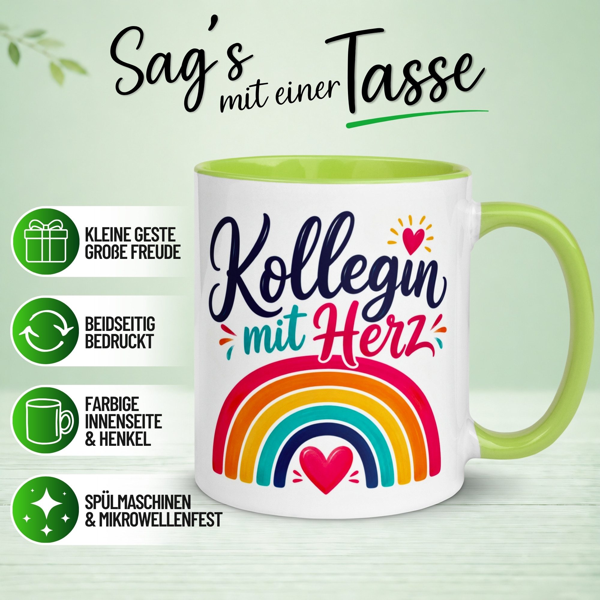 Momentals Tasse Kollegin – „Kollegin mit Herz - Danke für alles“ – Geschenk Abschied, Gratis Versand · Links-&Rechtshänder · Spülmaschinenfest