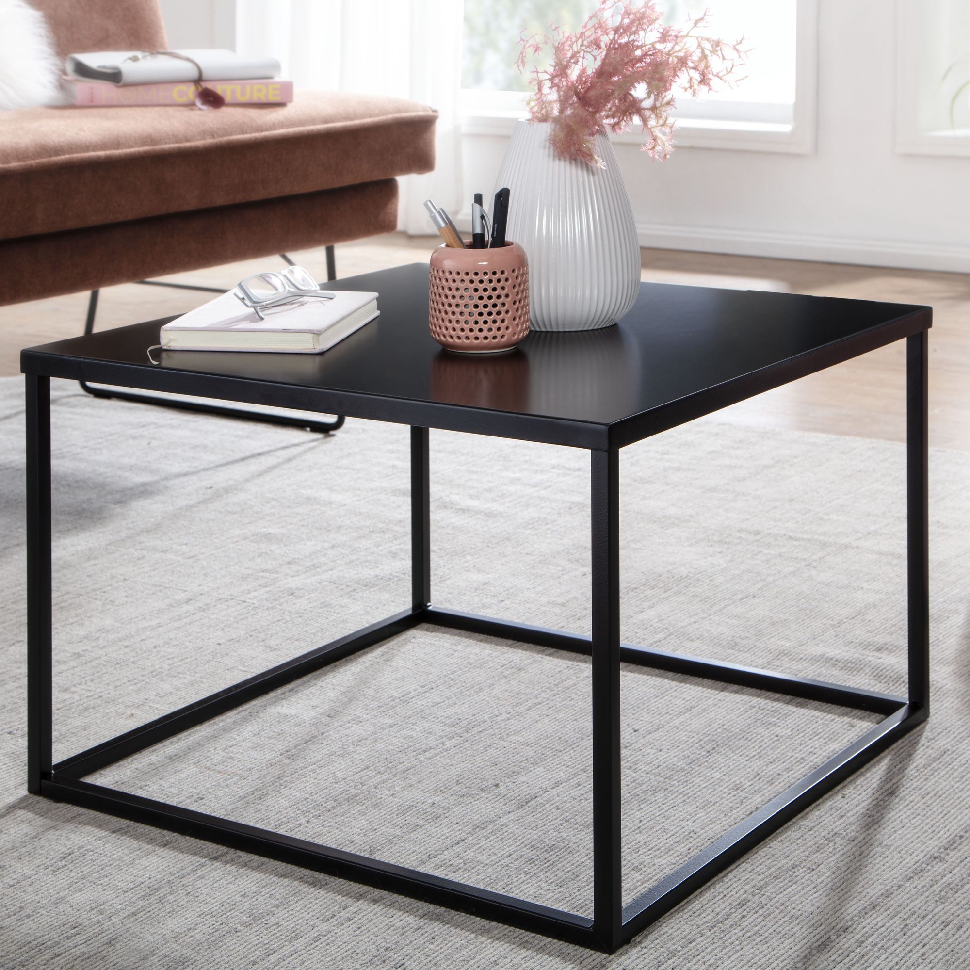 Wohnling Couchtisch WL6.603 60x60x40cm Metall Wohnzimmertisch Sofatisch Tisch Industria (60x60x40 cm, Sofatisch Industrial Design Schwarz), Wohnzimmertisch Kaff – Bild 2 von 5