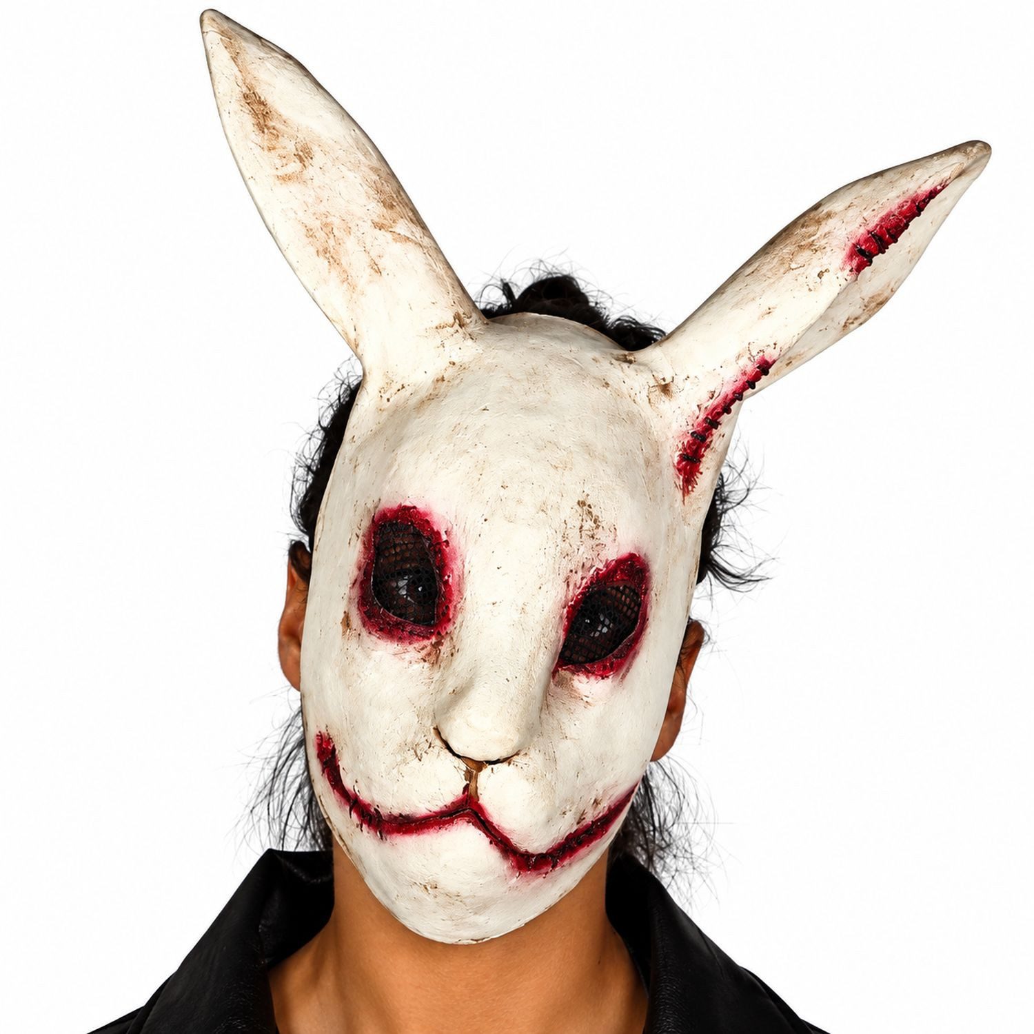 Fiestas Guirca Verkleidungsmaske Halloween Latex Maske „Horror Kaninchen“, Weiß