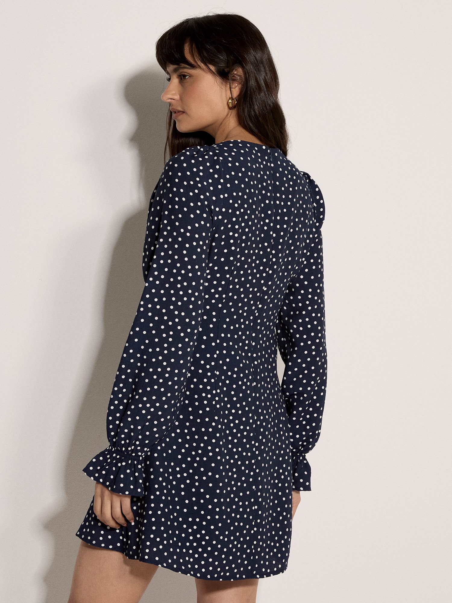 Apricot Minikleid Minikleid mit Polka-Dot-Muster mit Reißverschluss – Bild 4 von 5