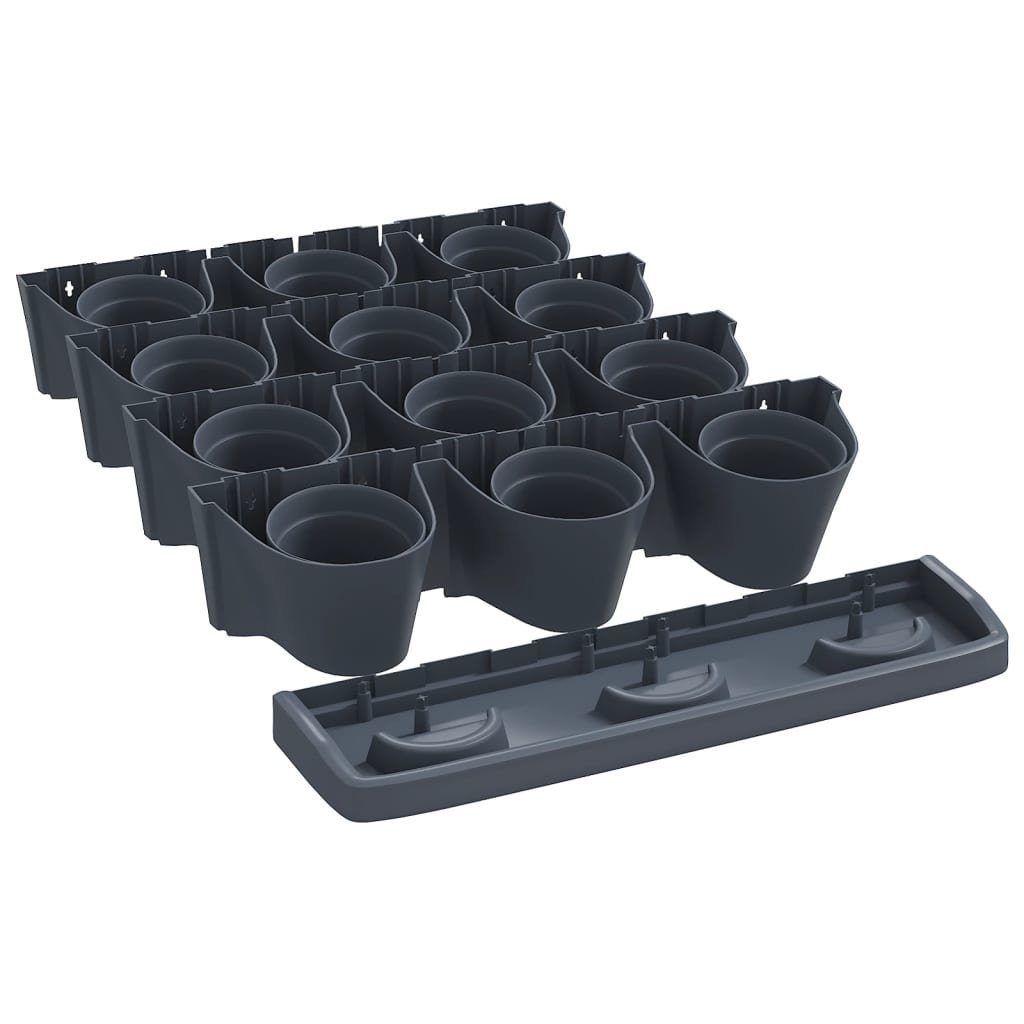 vidaXL Blumentopf 12-tlg. Vertikales Pflanzgefäße-Set Anthrazit Polypropylen (1 St)