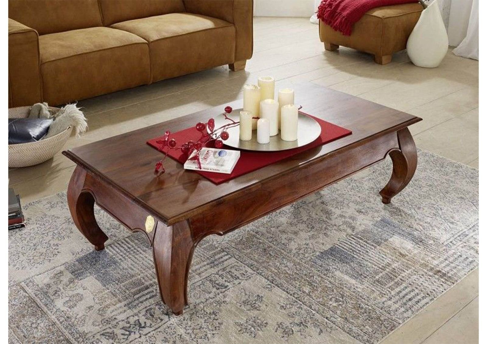 Massivmoebel24 Couchtisch OPIUM (Couchtisch Akazie 135x70x40 günstig online kaufen