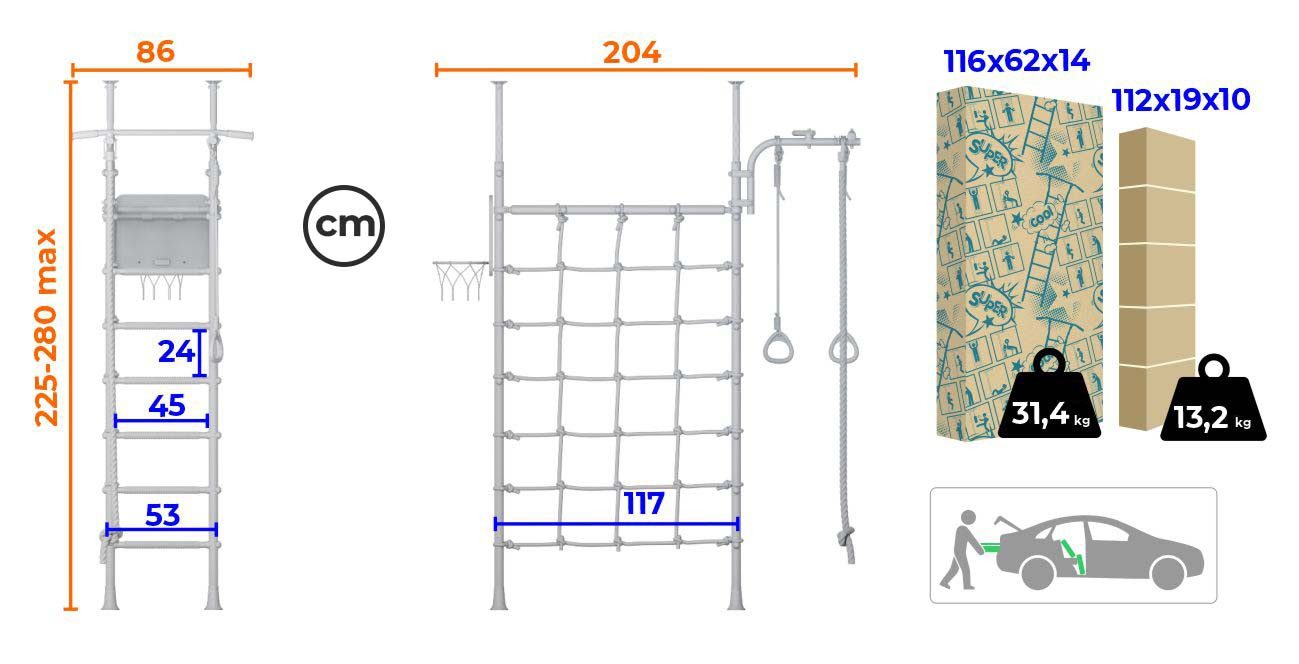 Jeflex Sprossenwand Klettergerüst ClimbMaxx M3