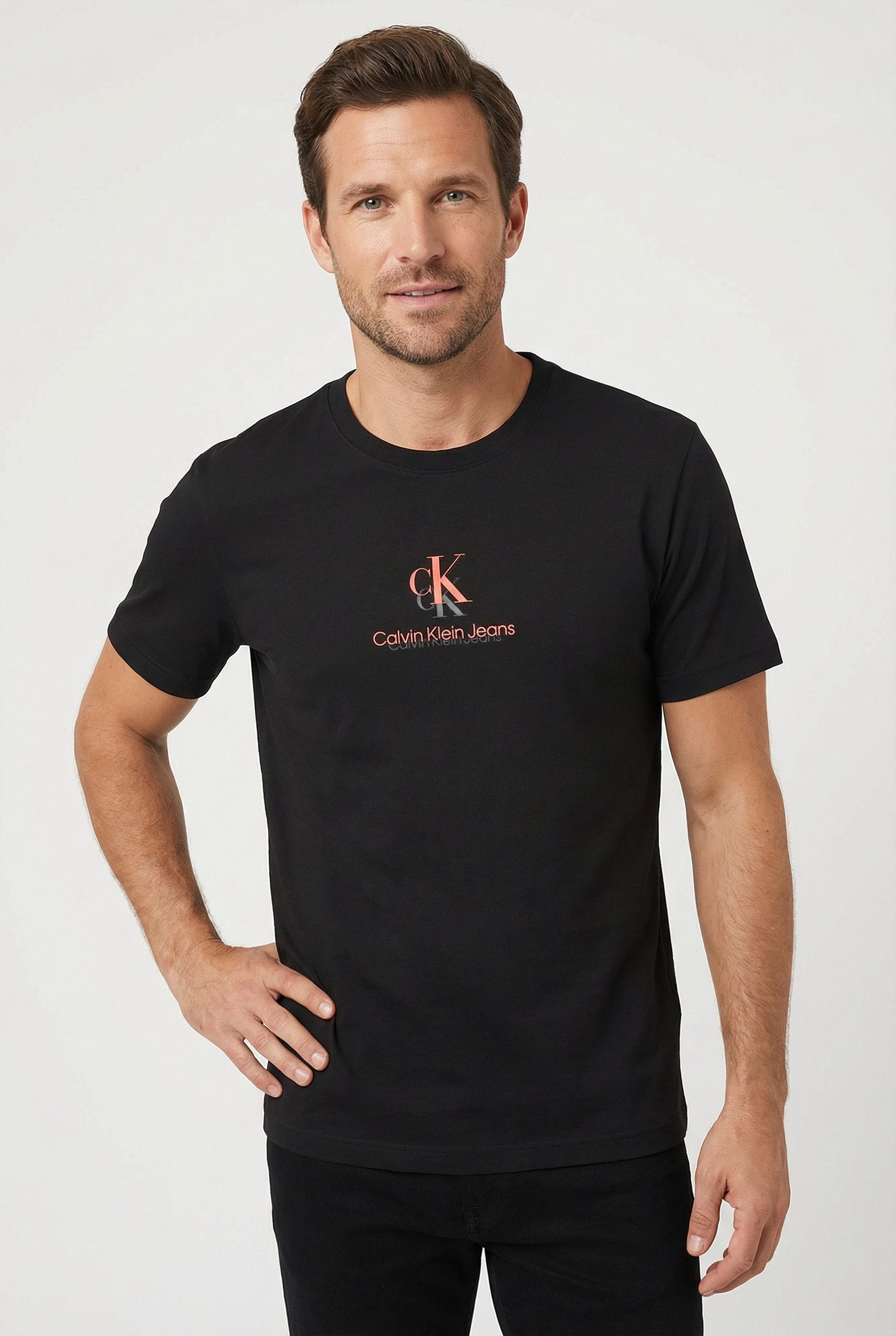 Calvin Klein Jeans T-Shirt Rundhalsausschnitt, Regular Fit, 2-farbiger Logo günstig online kaufen