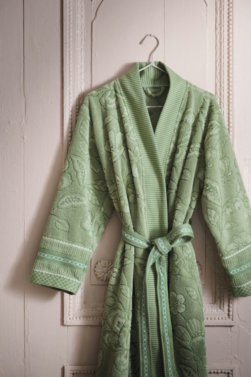 PiP Studio Bademantel Jasmin Jacquard Bademantel grün L (1 Stück), 100% Bau günstig online kaufen