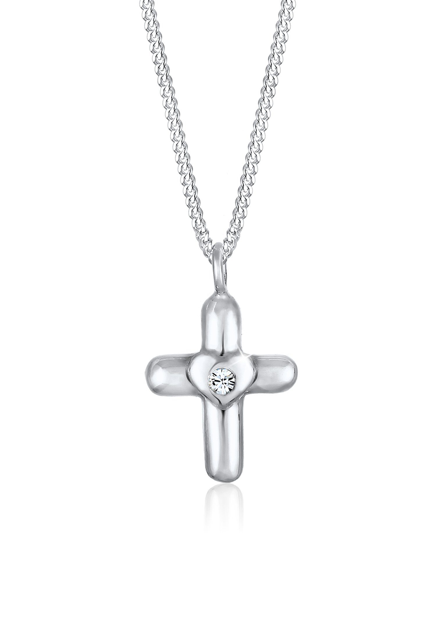 Kinder Anhänger mit Silber Cute Kette Kreuz Kristalle Herz Elli