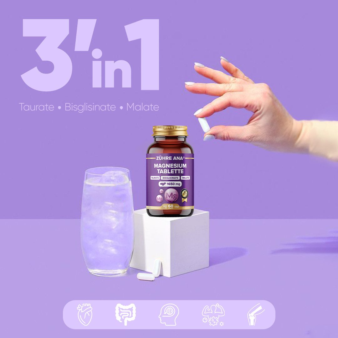 Zühre Ana® Magnesium Tabletten – Ausgewogene und starke Ergänzungsformel Kapseln, 60 g, Magnesium 60 Tabletten – Ausgewogene und starke Ergänzungsformel