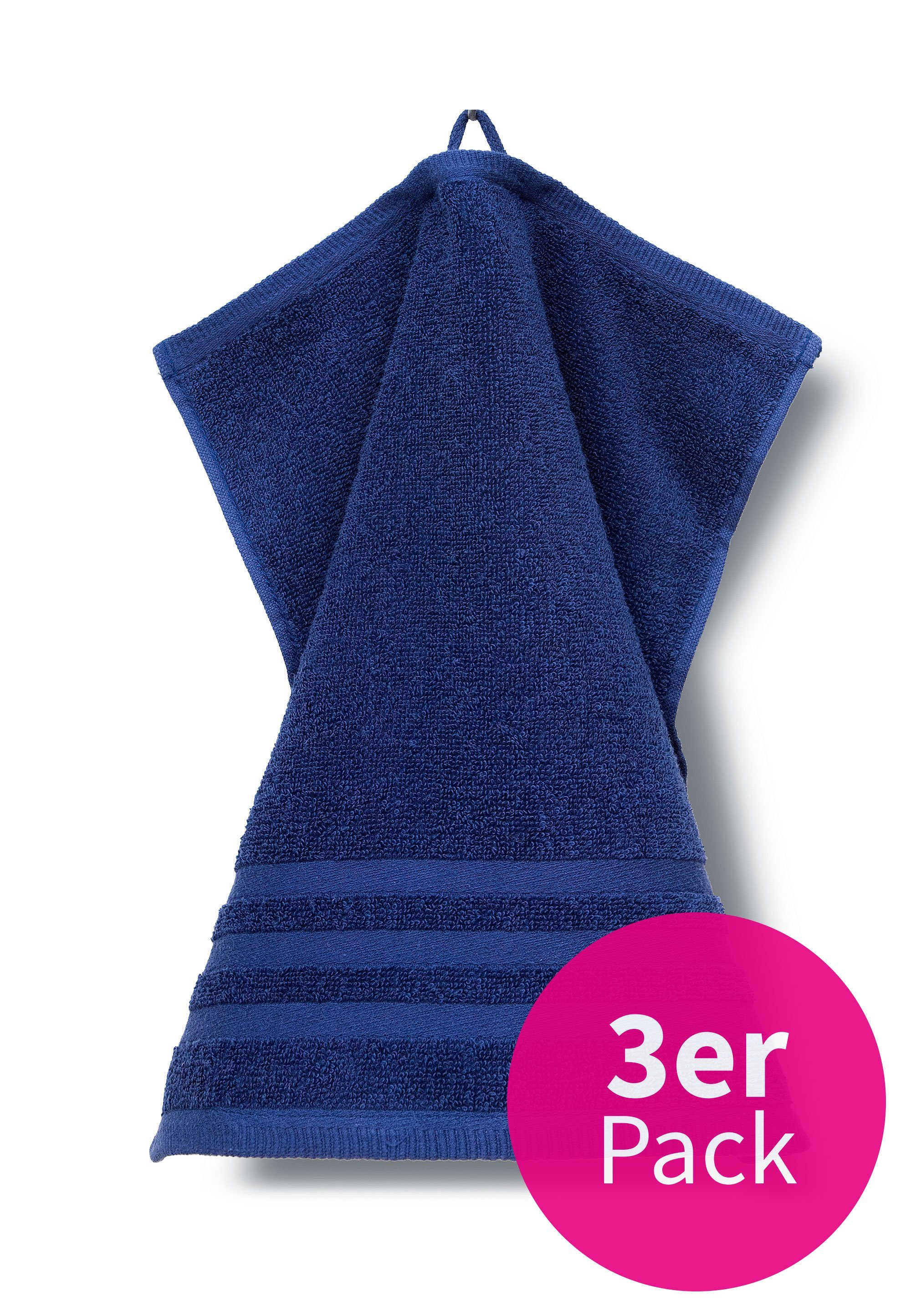 grace grand spa Waschlappen Aktion (3-tlg), mit attraktiver Streifen-Bordüre blau