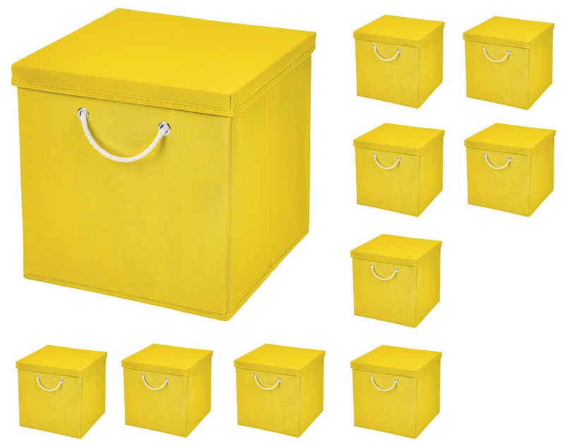 StickandShine Faltbox 10 Stück 30 x 30 x 30 cm Aufbewahrungsbox Stoffboxen in verschiedenen Farben (10er SET 30x30x30) Faltbox moderne Faltkiste Maritim mit Kordel 30cm