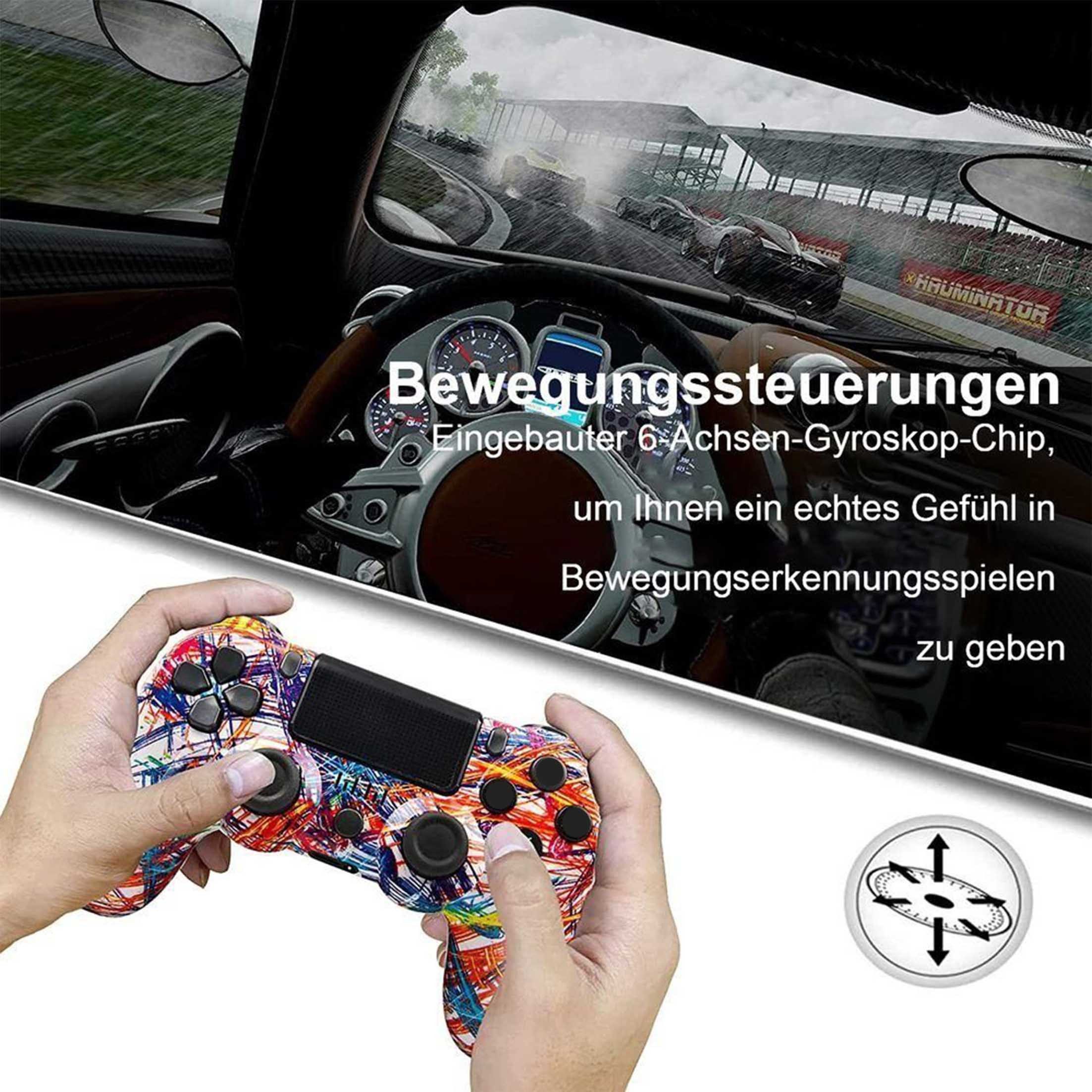 KINSI Wireless Gamepad, Controller, Bluetooth, für PS4 PlayStation 4-Controller (Doppelte Vibration, wiederaufladbare Batterie)