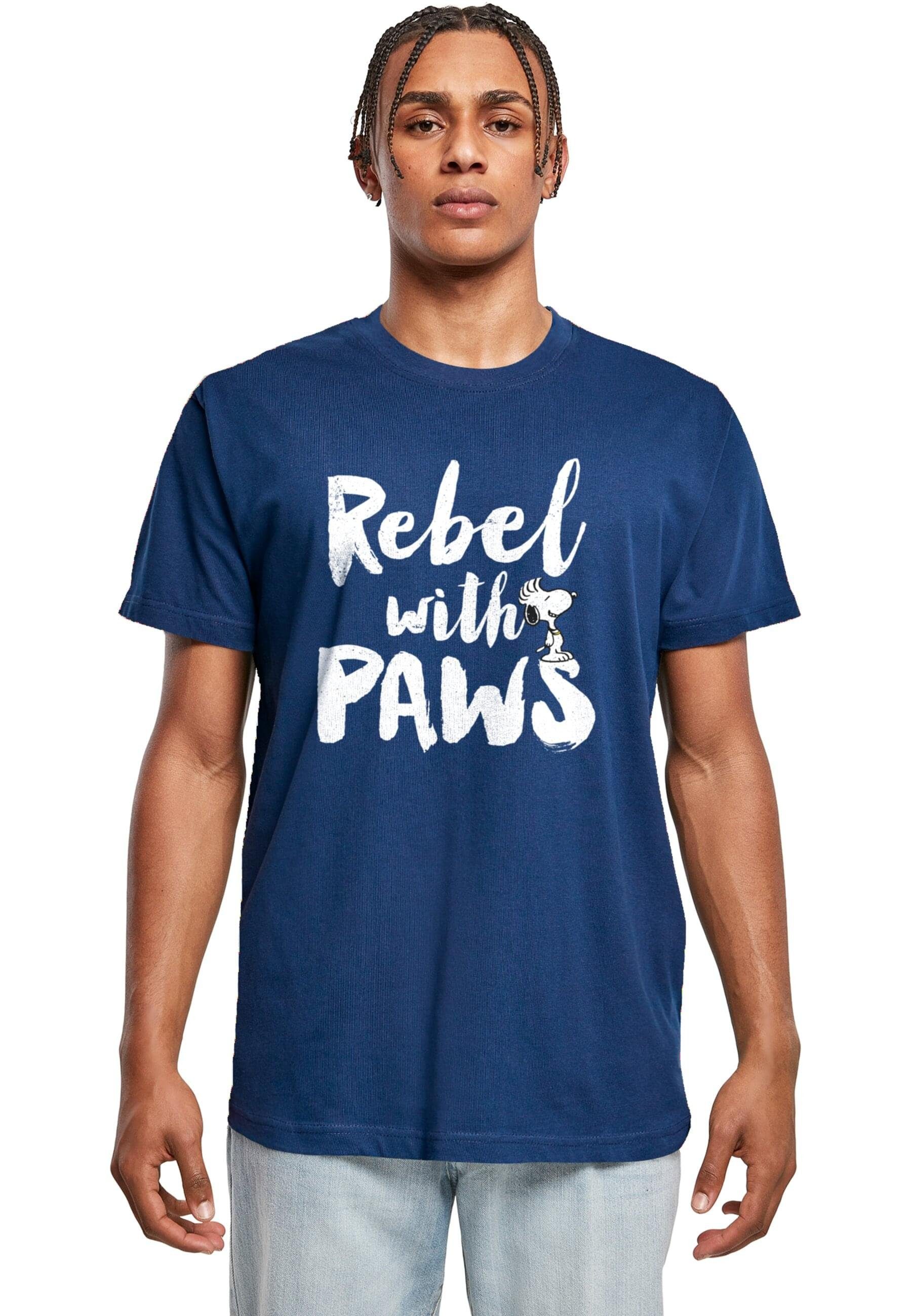 Merchcode T-Shirt Herren Peanuts - Rebel with paws T-Shirt Round Neck (1-tlg) lightnavy