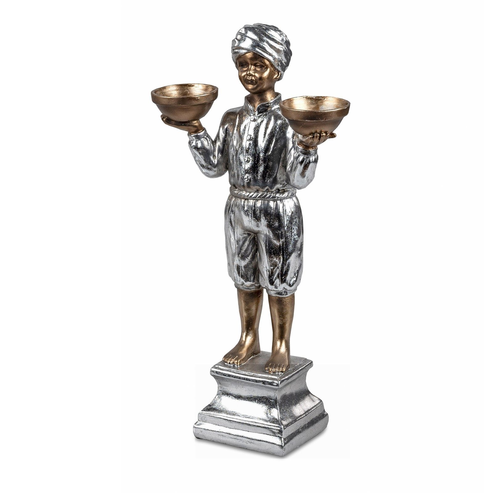Dekofigur Dekofigur mit Schalen Silber Bronze