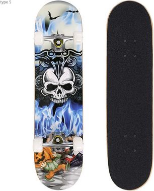 Diyarts Skateboard (Komplettboard, wasserdichtes rutschfestes Deck), geschmeidige 55 mm PU-Rädern und stabilem Ahorndeck