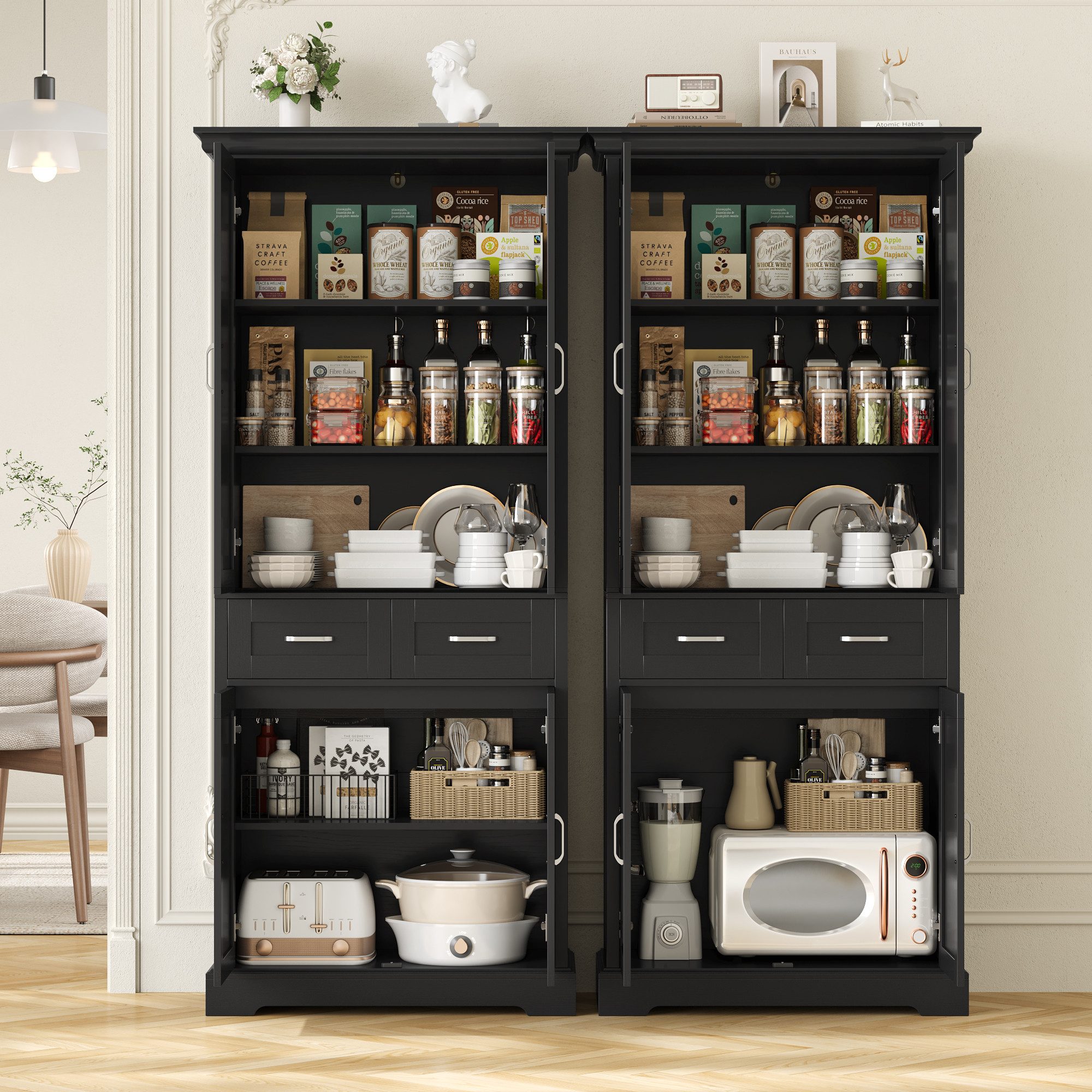 Homfa Küchenbuffet Küchenbuffet Küchenschrank mit 2 Schubladen Buffetschran günstig online kaufen