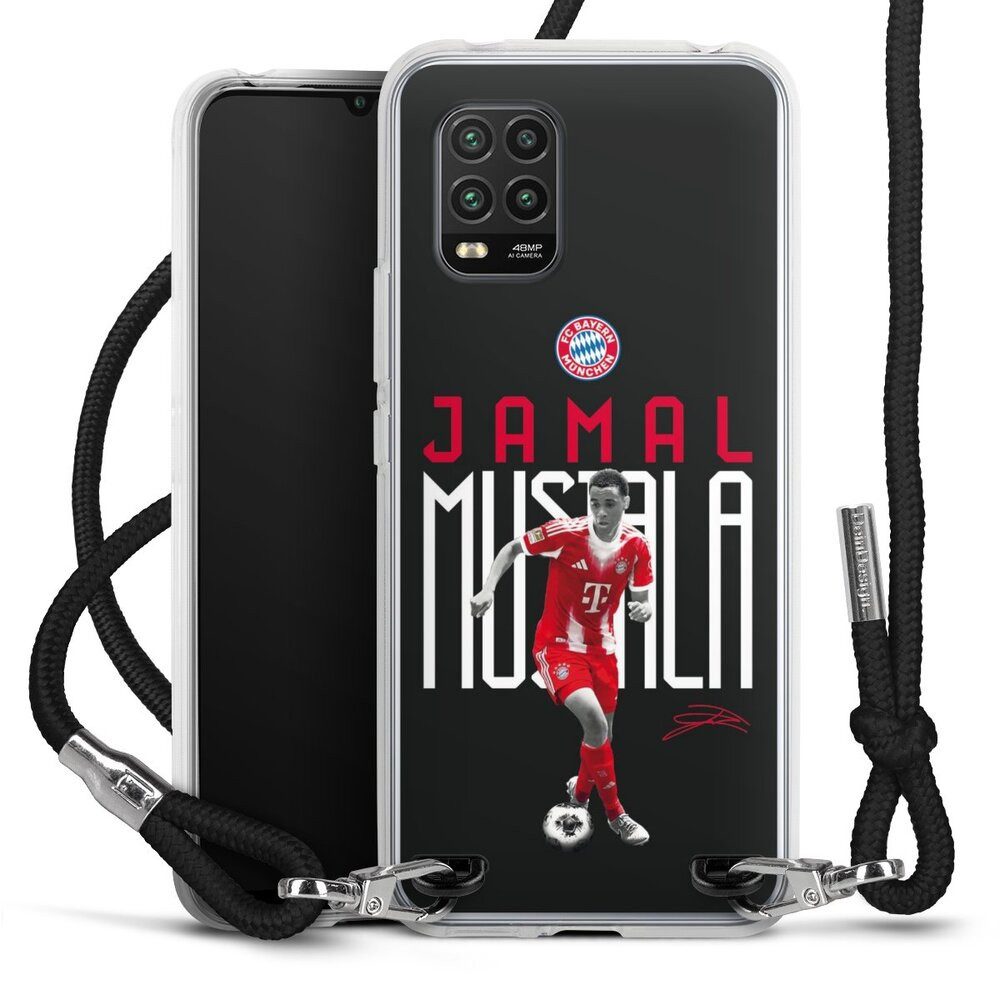 DeinDesign Handyhülle FC Bayern München Jamal Musiala Offizielles Lizenzprodukt, Xiaomi Mi 10 lite Handykette Hülle mit Band Case zum Umhängen