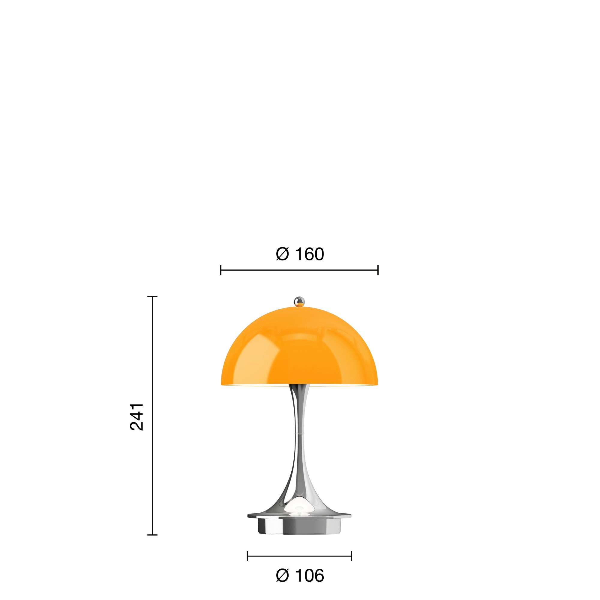 Louis Poulsen Tischleuchte Louis Poulsen Tischleuchte Panthella 160 Portable Chrome Opal orange